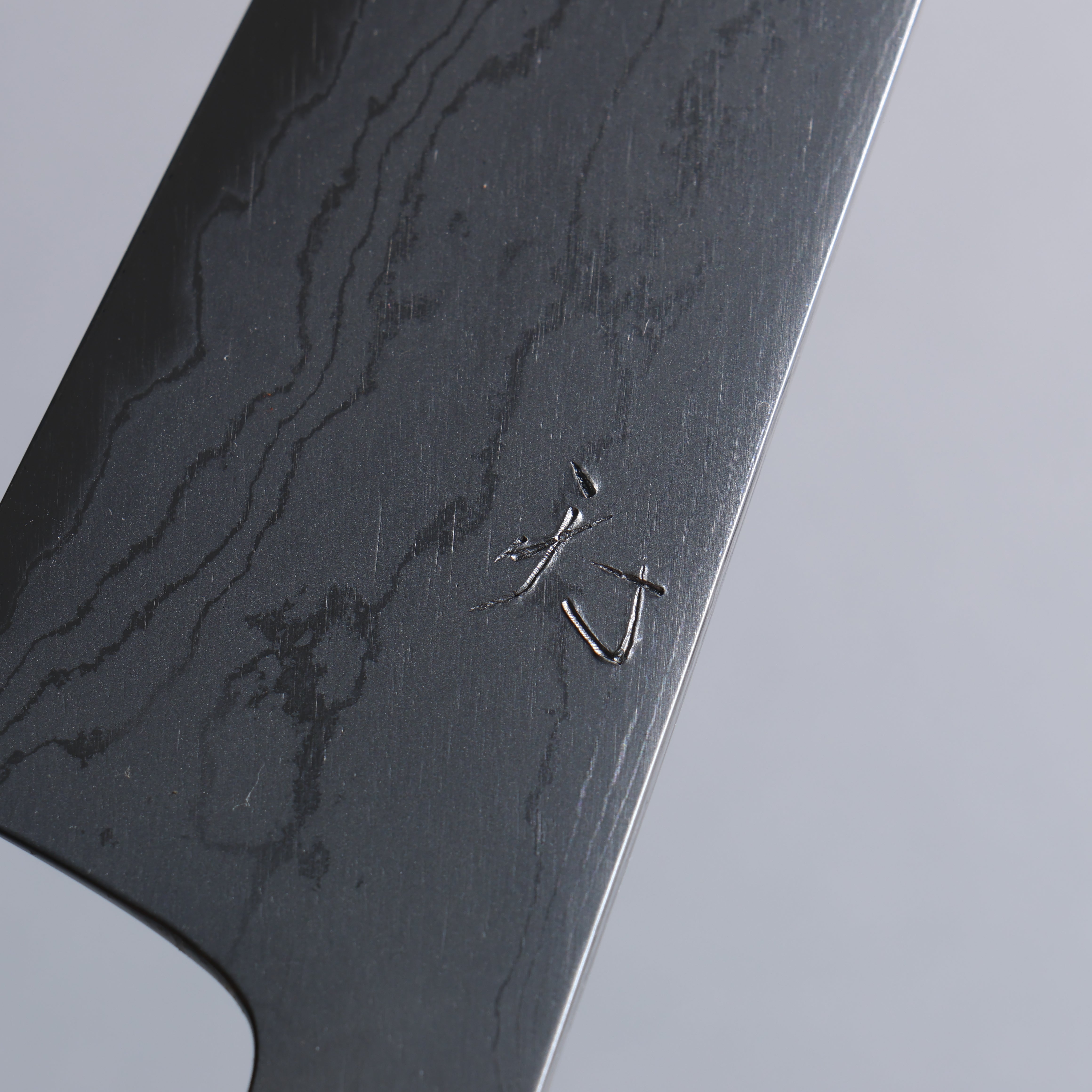 Daisuke Nishida White Steel No.1 Damascus Small Santoku 150mm Green Marble Acrylic Handle - Seisuke Knife