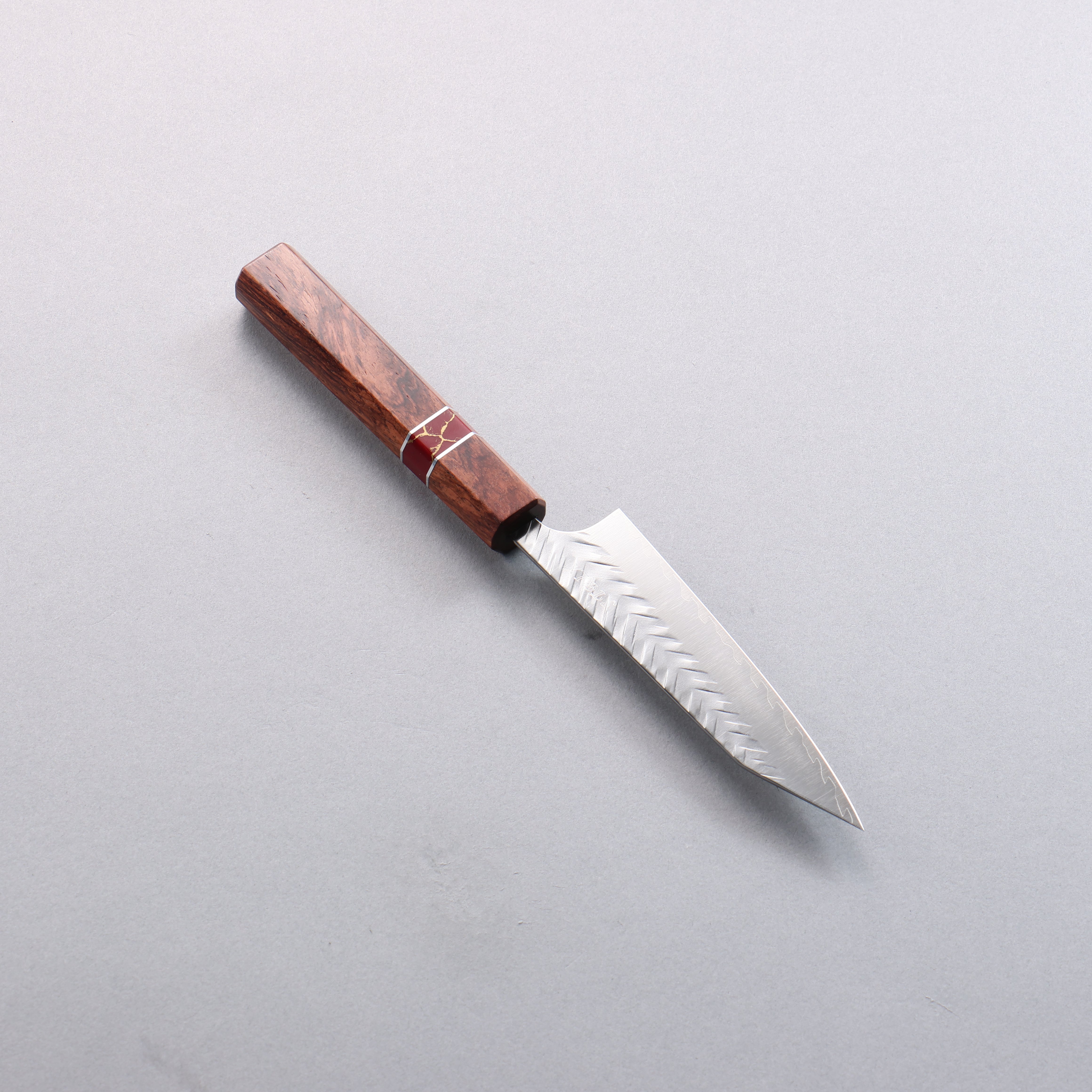 Yoshimi Kato SPG STRIX Hammered (V) Kiritsuke Petty-Utility 120mm Rosewood (Red Turquoise Ring) Handle - Seisuke Knife