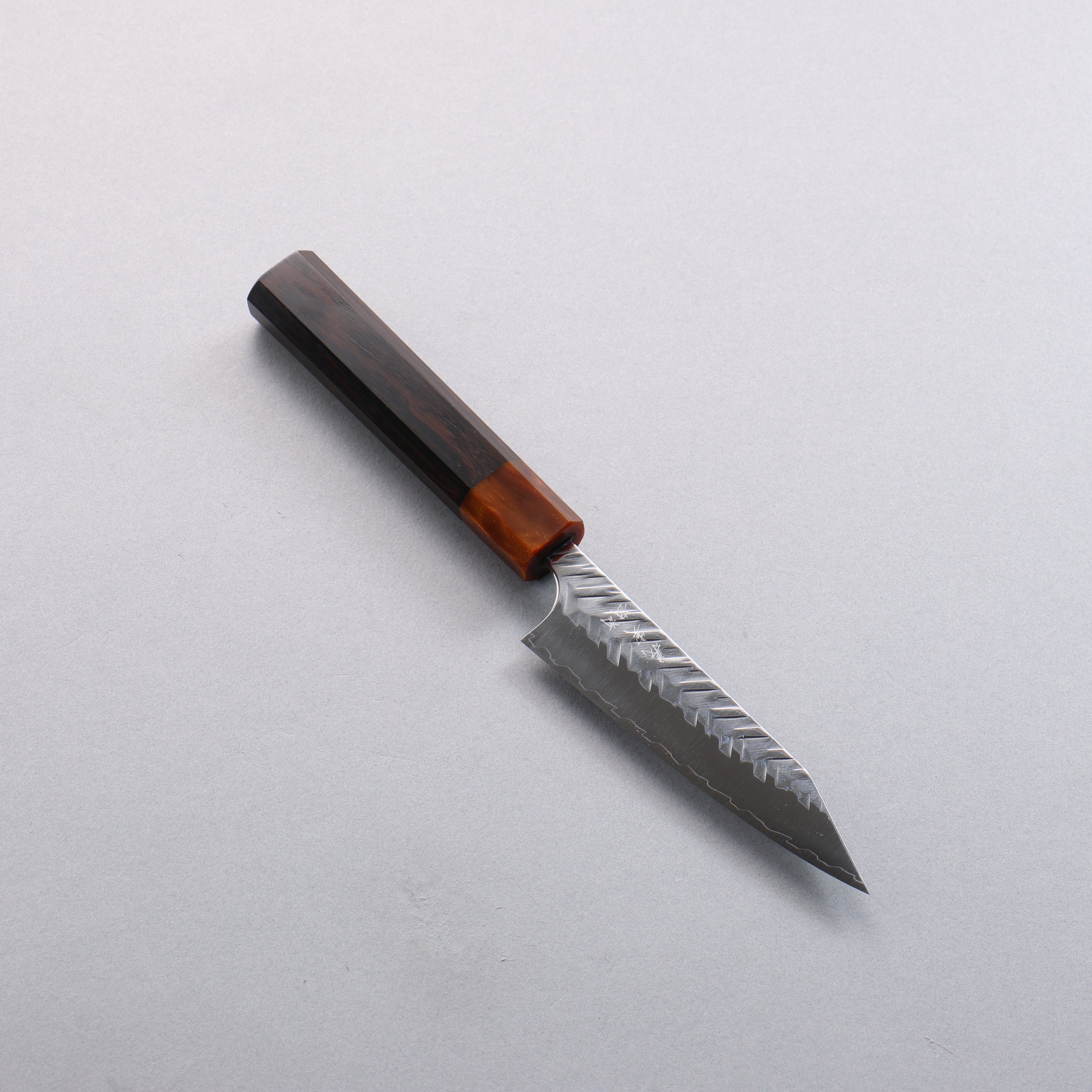Yoshimi Kato SPG STRIX Hammered (V) Kiritsuke Petty-Utility 120mm Ebony (ferrule: Orange Resin) Handle - Seisuke Knife