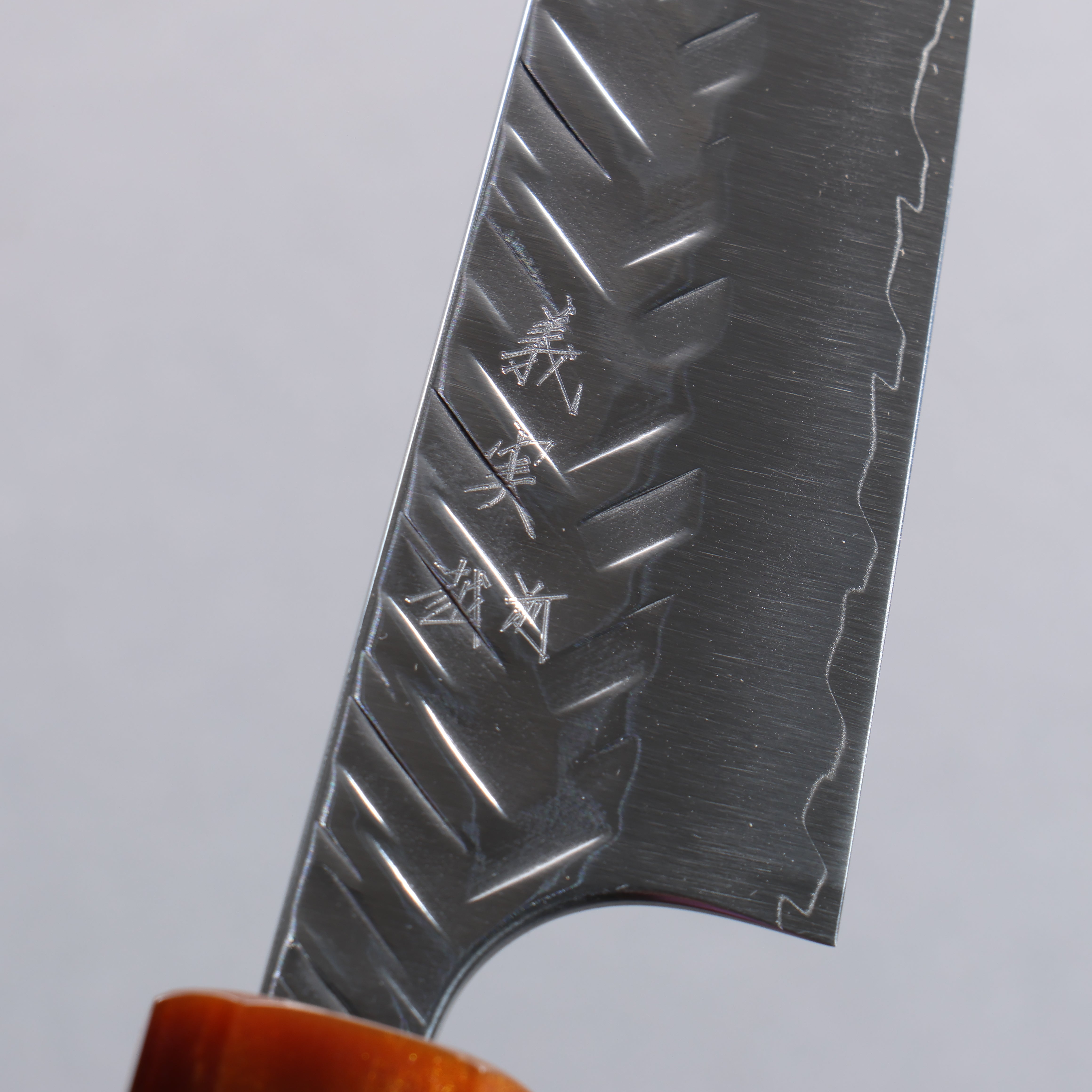Yoshimi Kato SPG STRIX Hammered (V) Kiritsuke Petty-Utility 120mm Ebony (ferrule: Orange Resin) Handle - Seisuke Knife