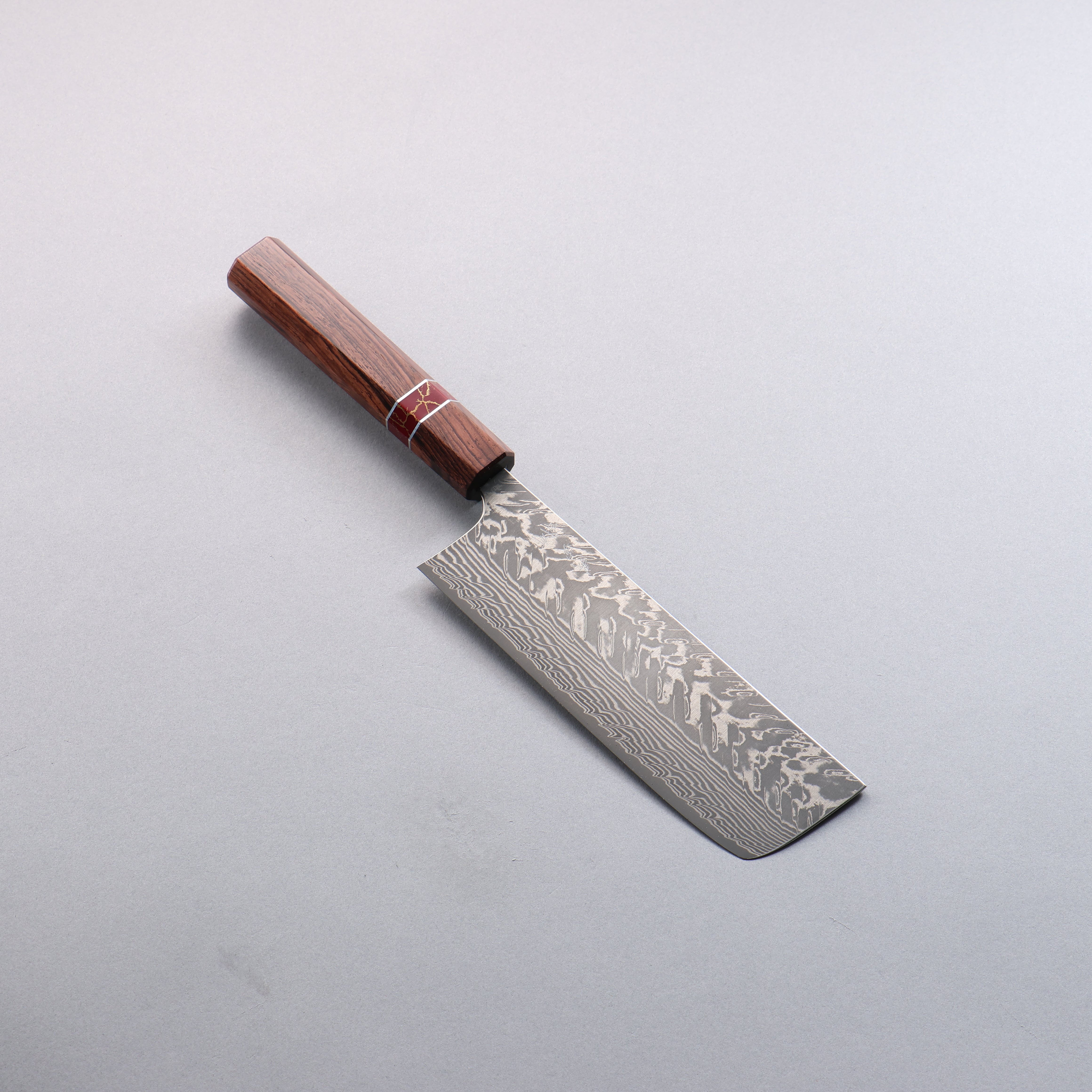 Yoshimi Kato SG2 Black Damascus Nakiri 165mm Rosewood (Red Turquoise Ring) Handle - Seisuke Knife