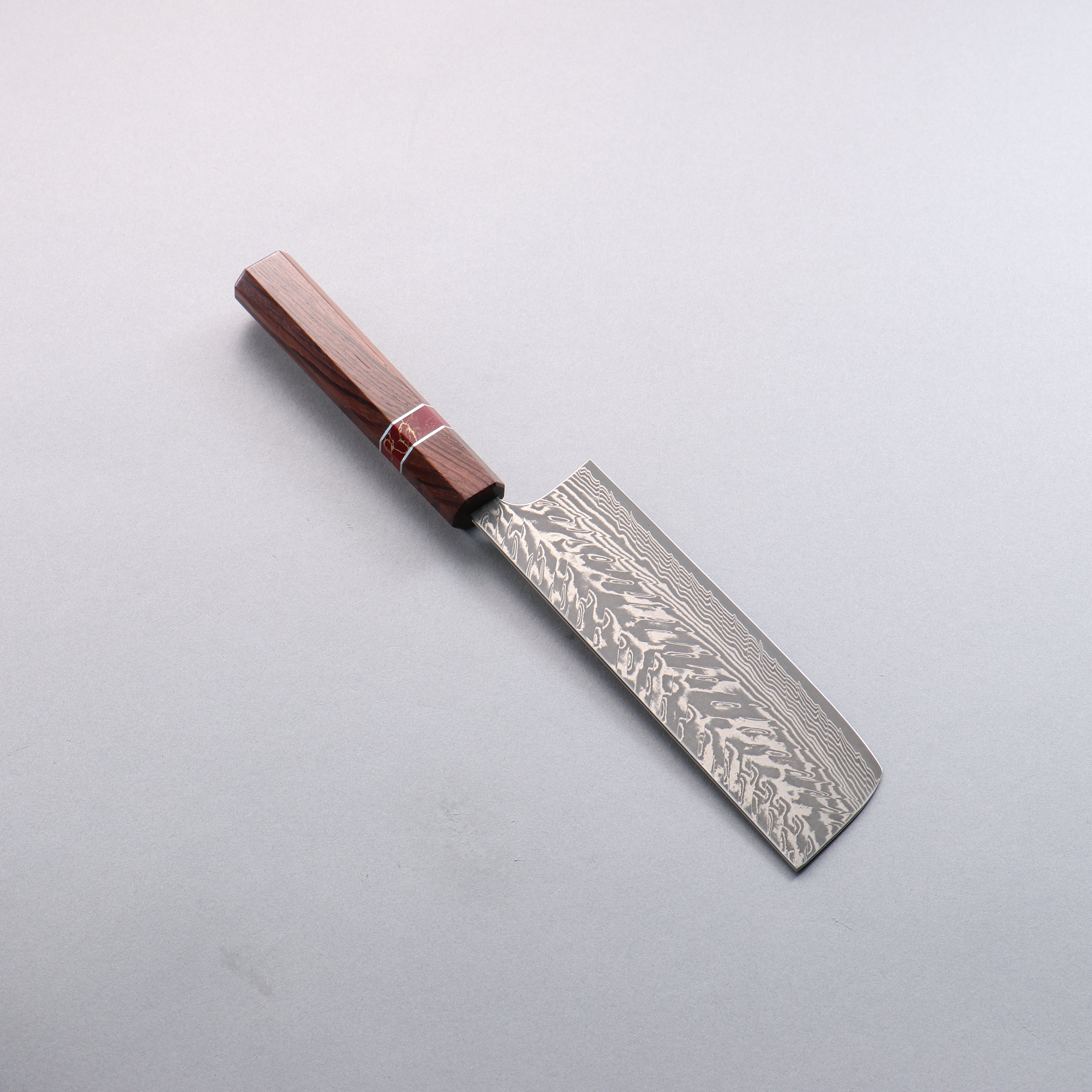 Yoshimi Kato SG2 Black Damascus Nakiri 165mm Rosewood (Red Turquoise Ring) Handle - Seisuke Knife
