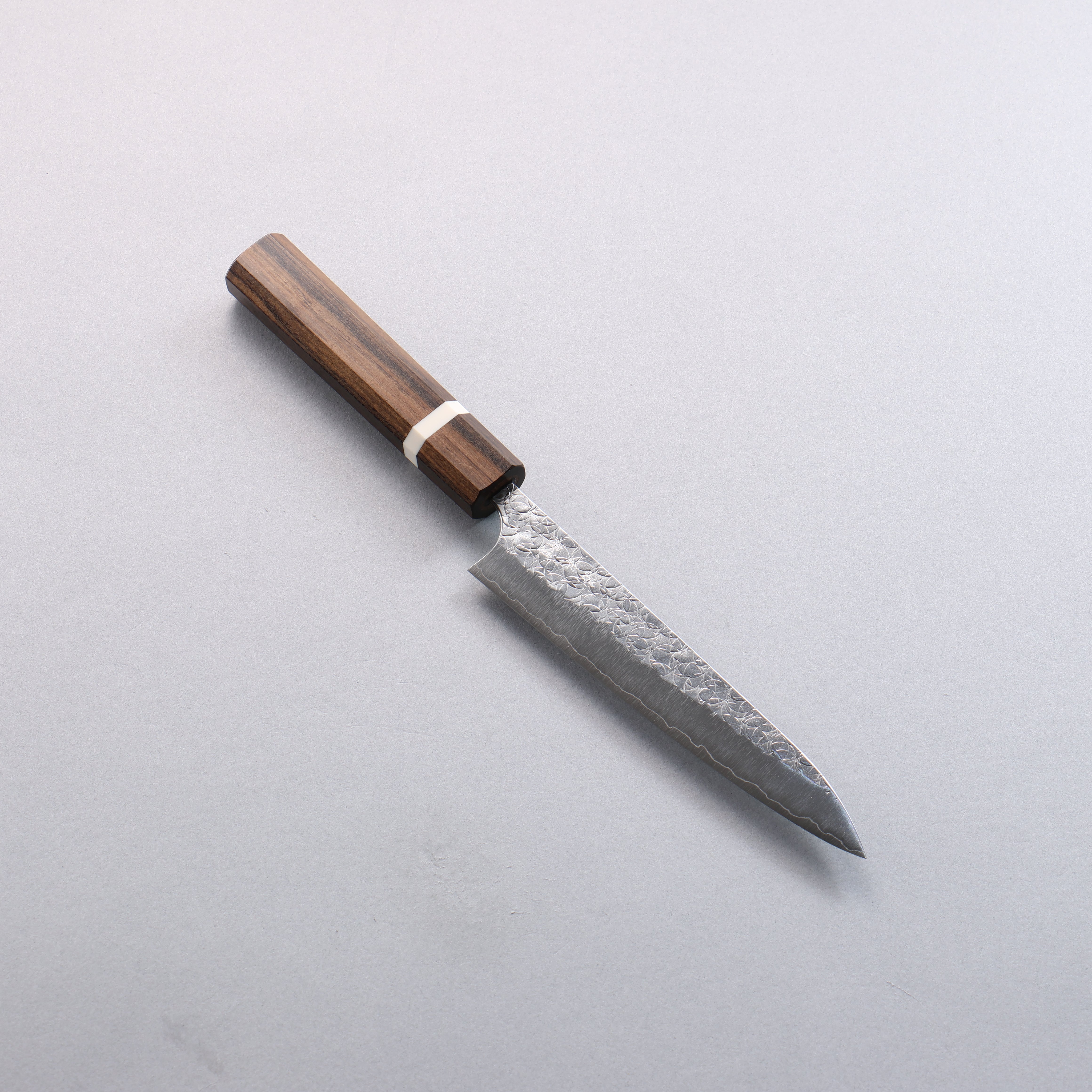 Yoshimi Kato Minamo SG2 Hammered Petty-Utility 150mm Sandalwood with White Ring Handle - Seisuke Knife