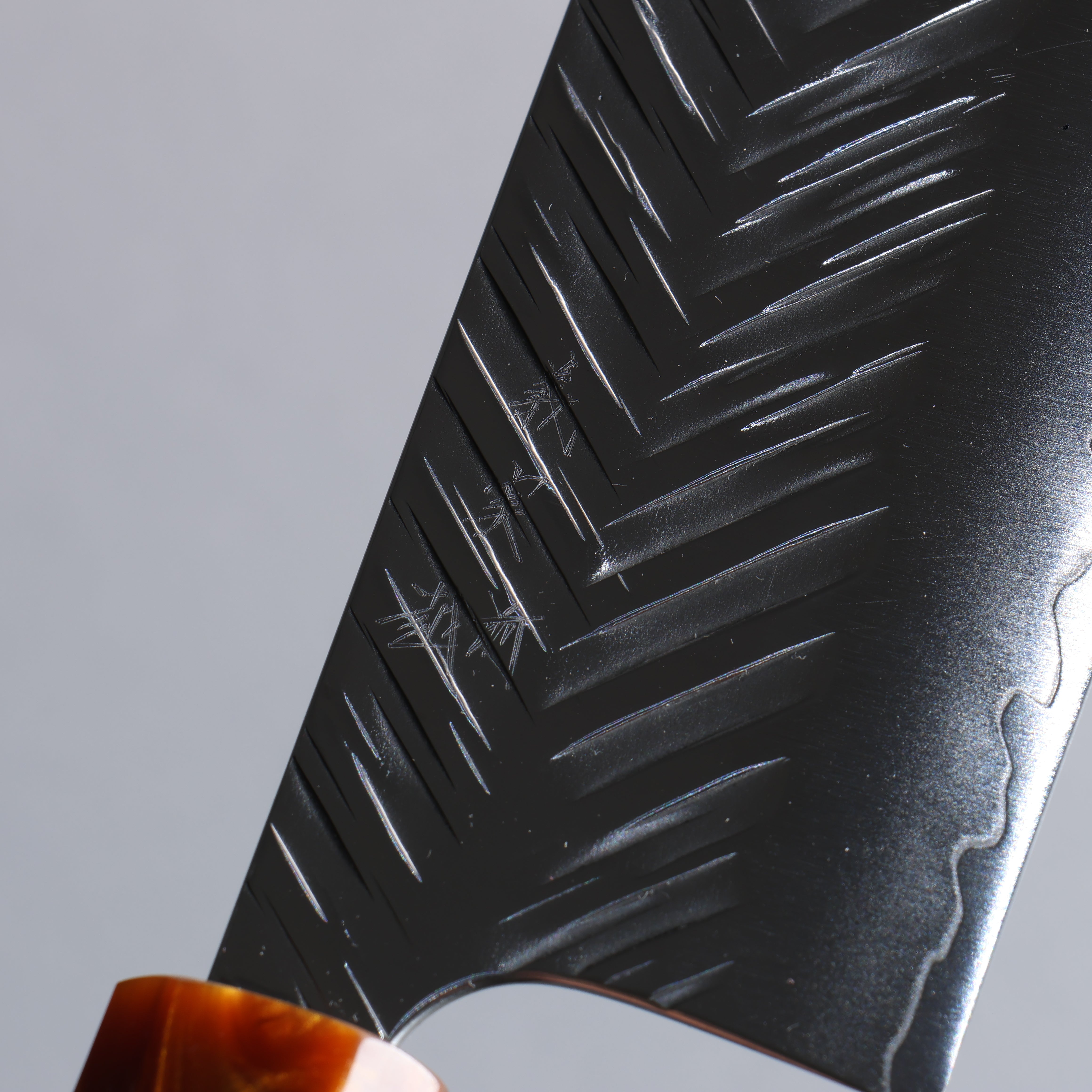 Yoshimi Kato SPG STRIX Hammered (V) Nakiri 165mm Ebony (ferrule: Orange Resin) Handle - Seisuke Knife