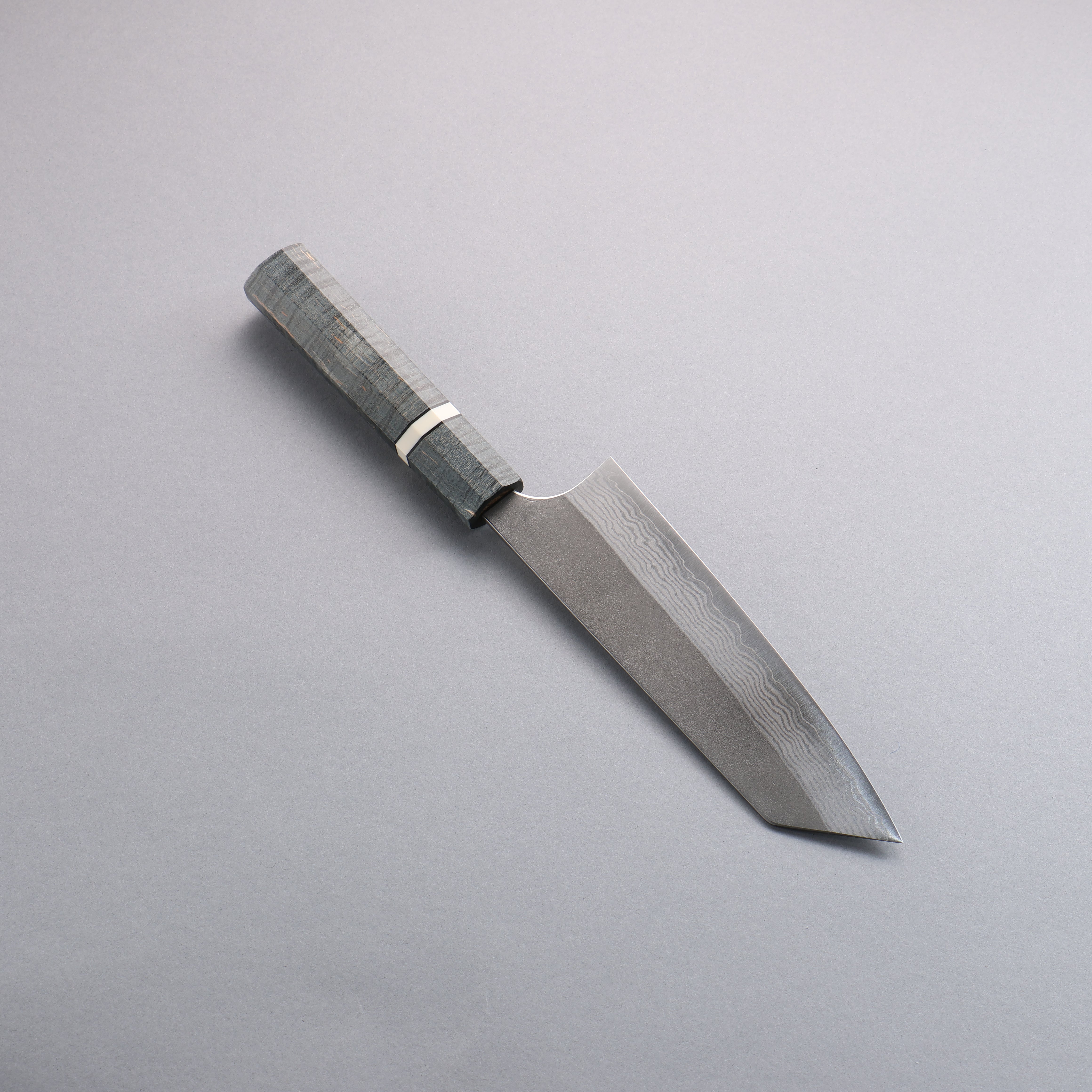 Yoshimi Kato VG10 Nashiji Damascus Bunka 170mm Gray Stablilized Wood (White Ring) Handle - Seisuke Knife