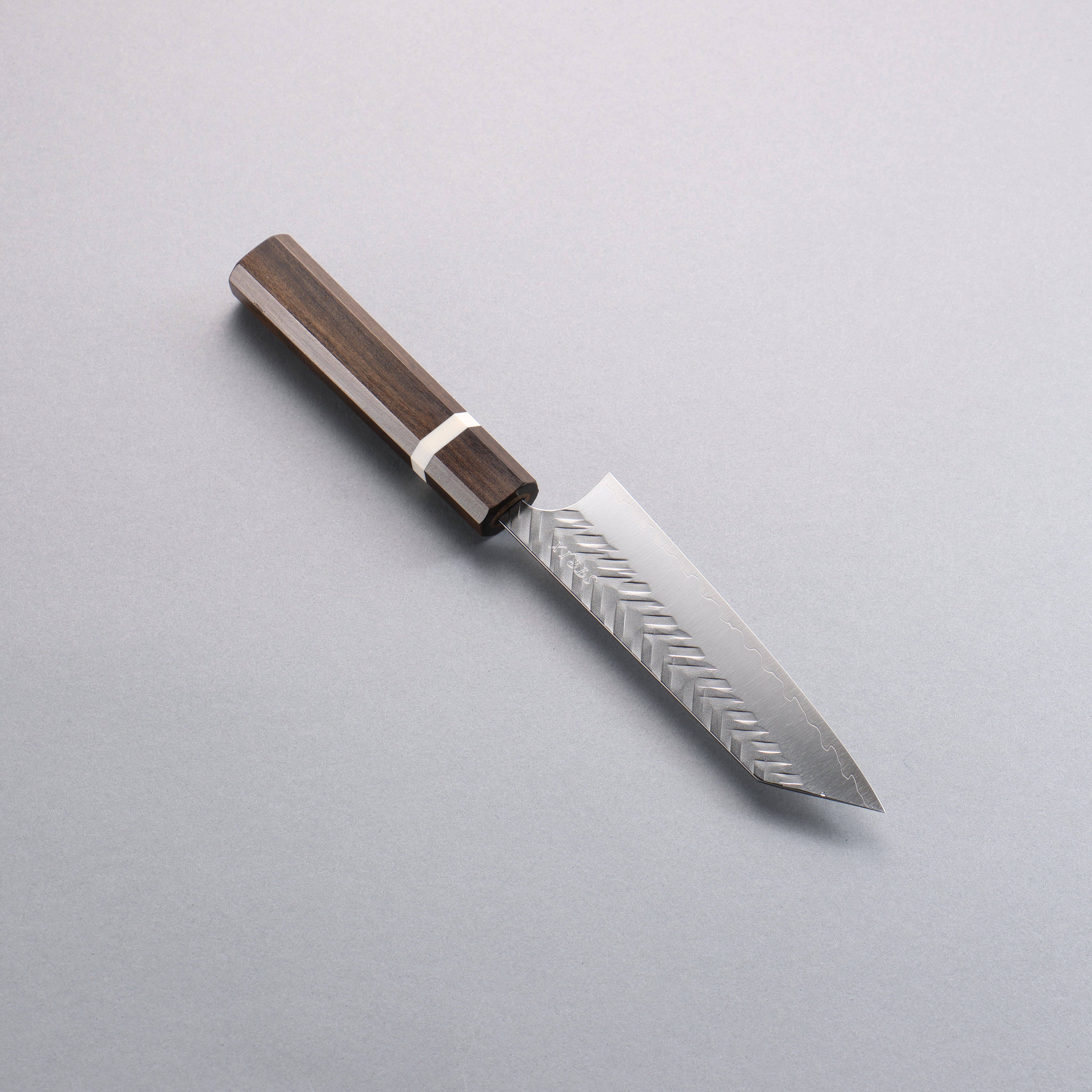 Yoshimi Kato SPG STRIX Hammered (V) Small Bunka 130mm Sandalwood with White Ring Handle - Seisuke Knife