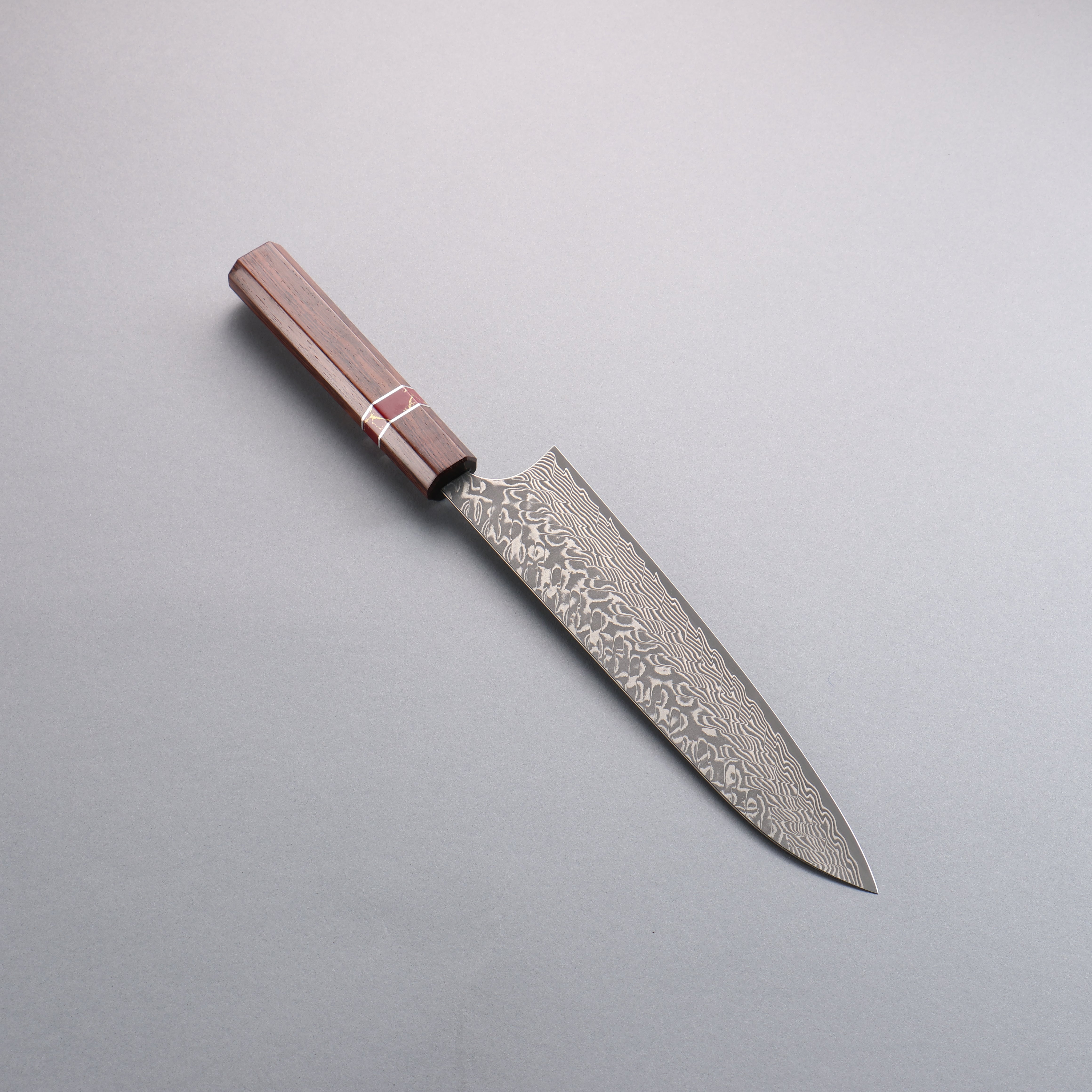 Yoshimi Kato SG2 Black Damascus Gyuto 210mm Rosewood (Red Turquoise Ring) Handle - Seisuke Knife