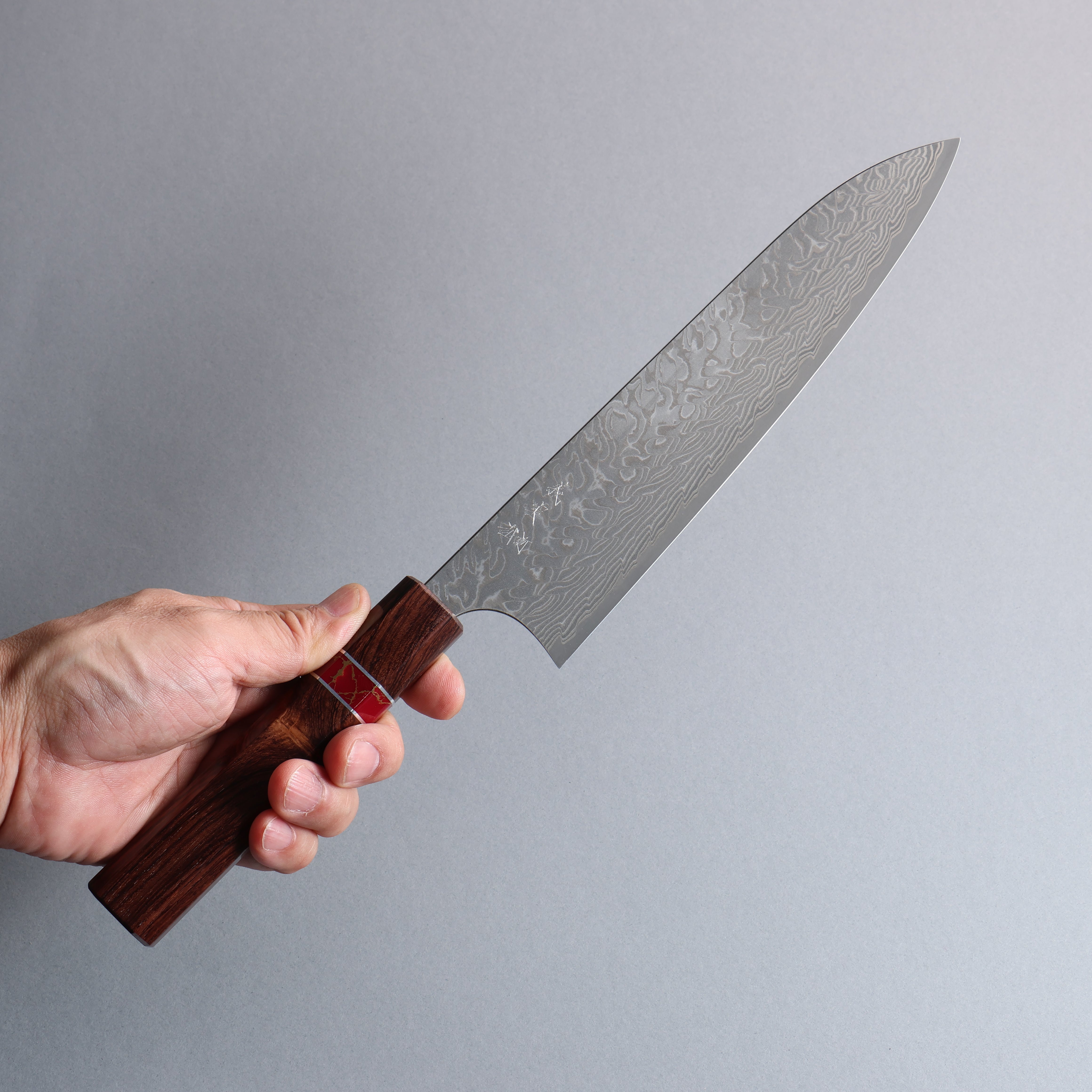 Yoshimi Kato SG2 Black Damascus Gyuto 210mm Rosewood (Red Turquoise Ring) Handle - Seisuke Knife