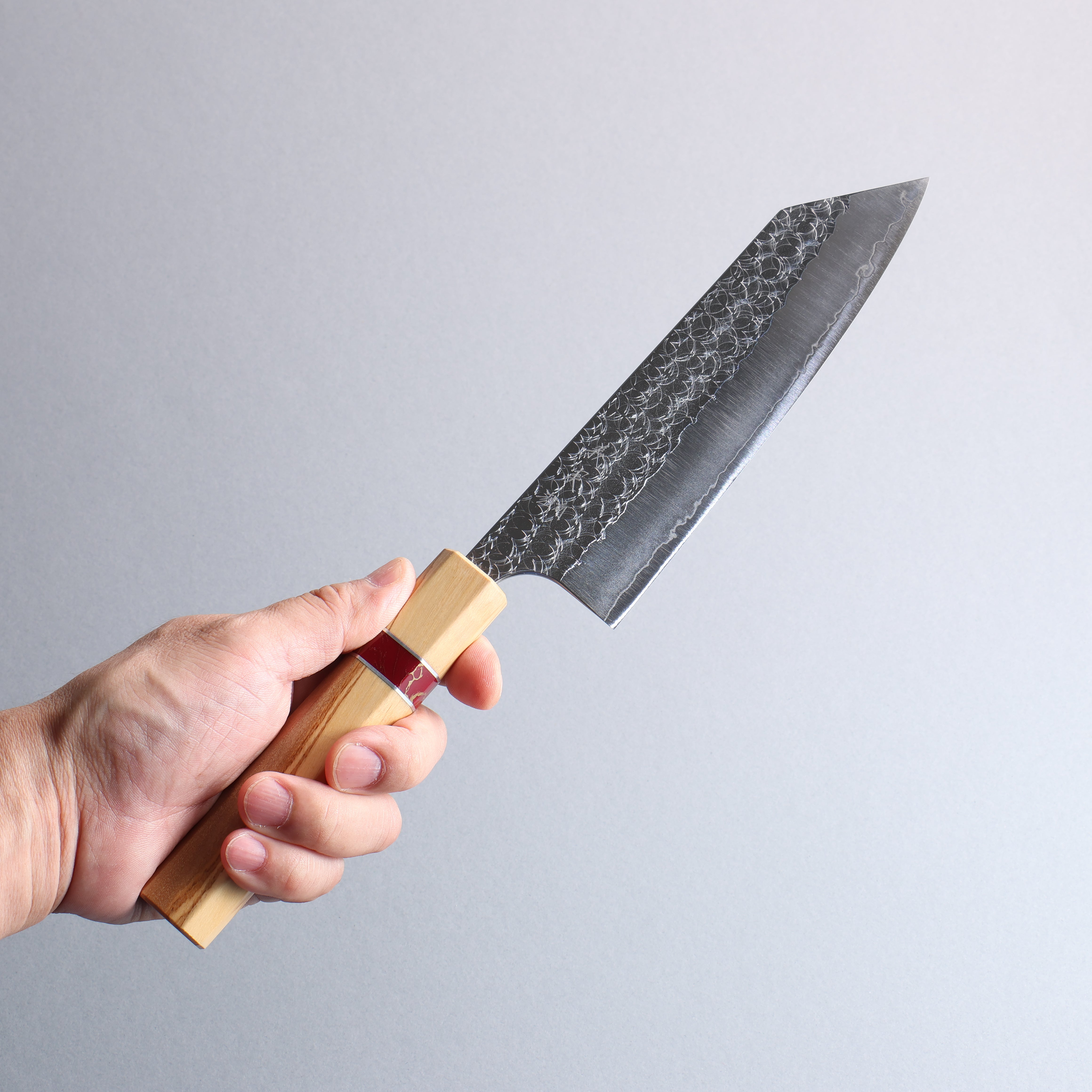 Yoshimi Kato Minamo SG2 Hammered Bunka 170mm Olive (Red Turquoise Ring) Handle - Seisuke Knife
