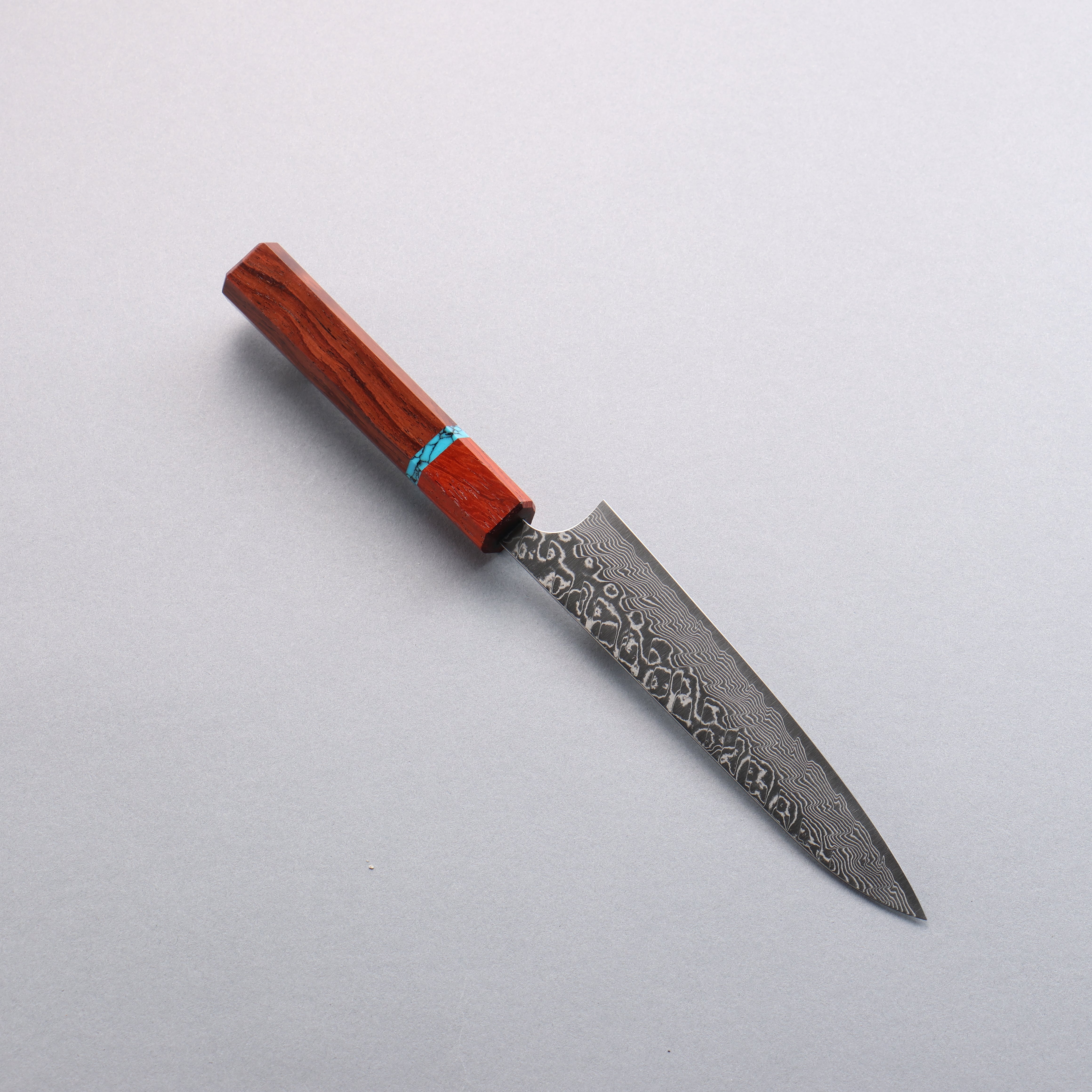 Yoshimi Kato SG2 Damascus Migaki Polish Finish Petty-Utility 150mm Rosewood (Turquoise Ring) Handle - Seisuke Knife