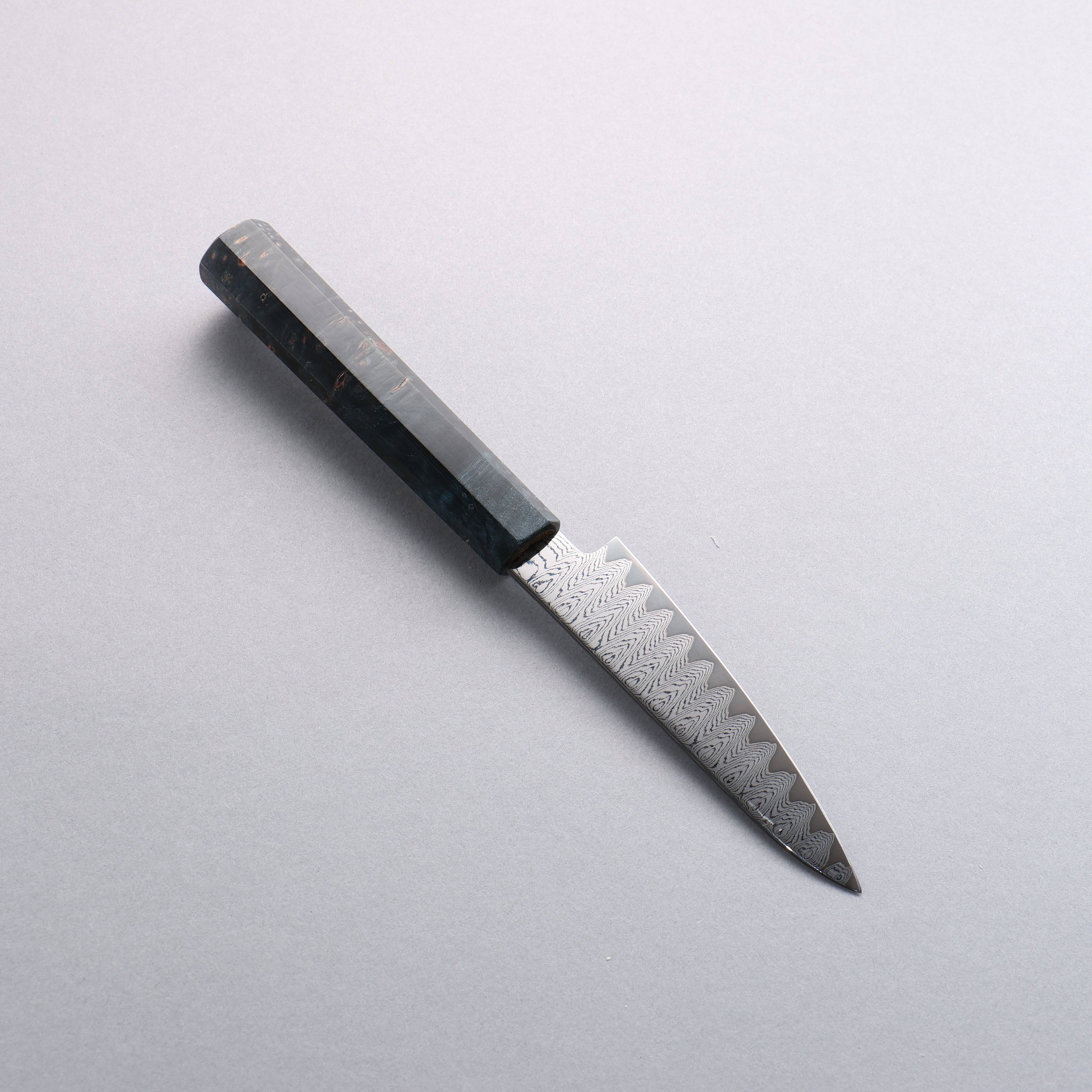 Kanjyo VG10 Damascus Migaki Petty-Utility 105mm Dark Blue Stabilized Wood Handle - Seisuke Knife