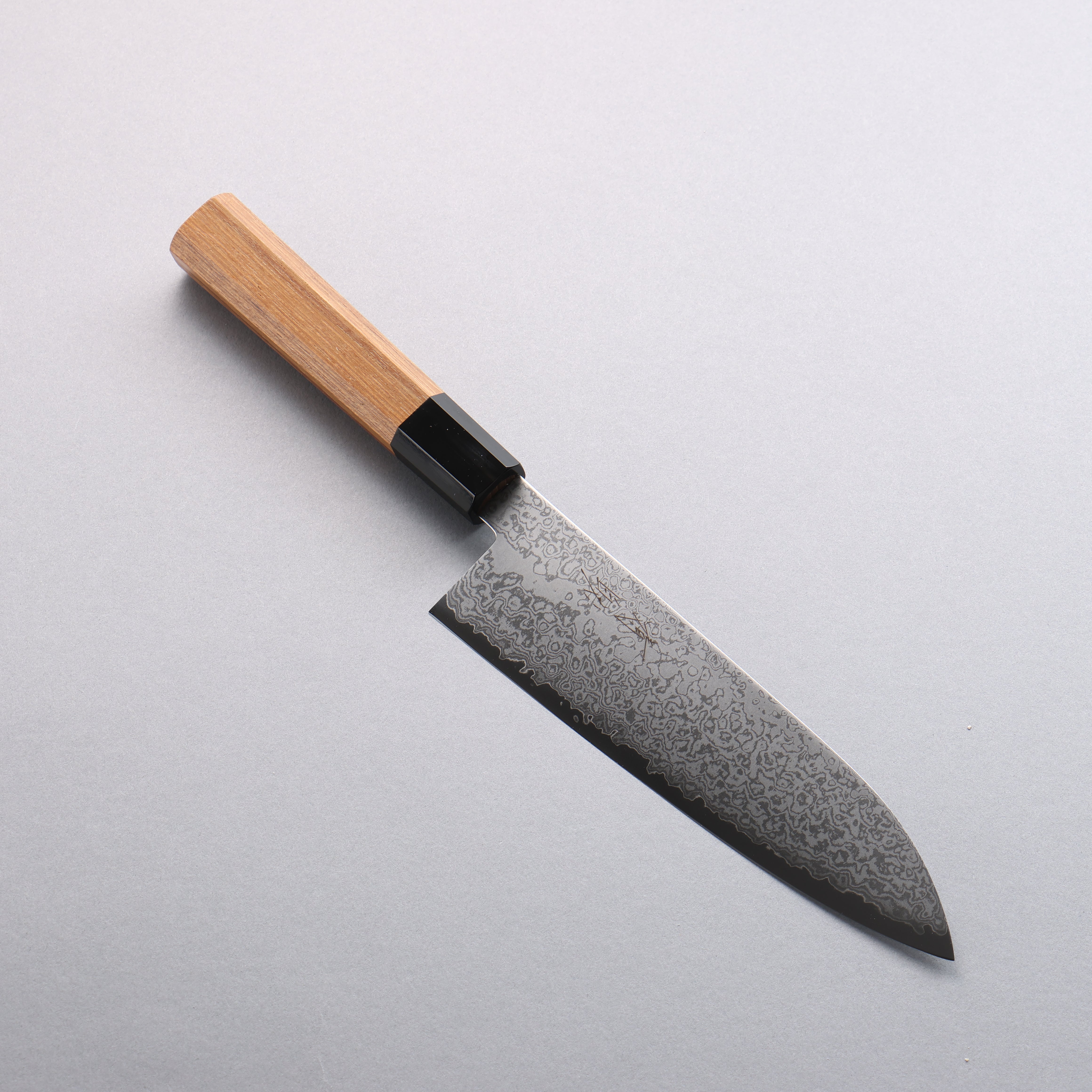 Seisuke VG10 Damascus Santoku 180mm Teak (ferrule: Black Water Buffalo Horn) Handle - Seisuke Knife
