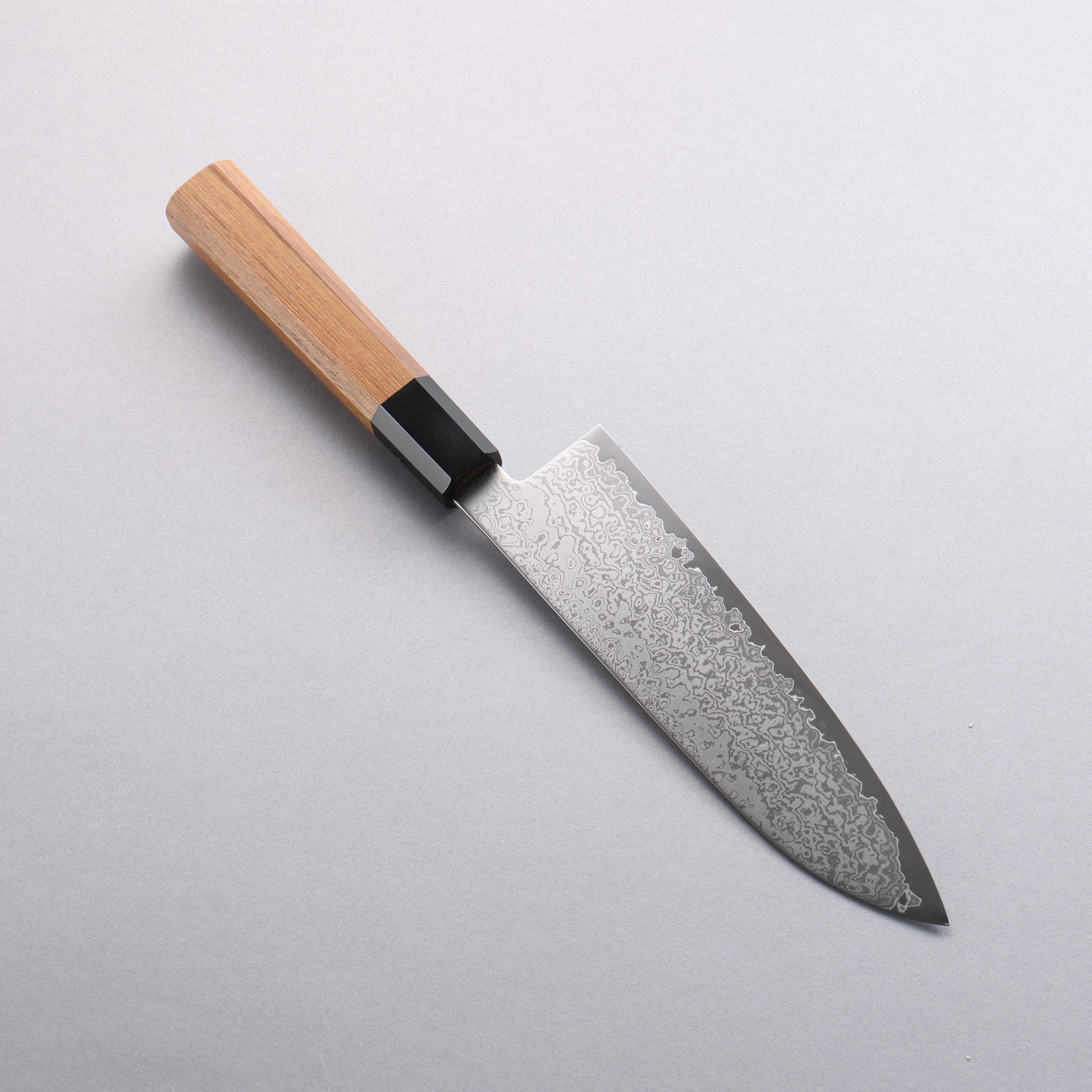 Seisuke VG10 Damascus Santoku 180mm Teak (ferrule: Black Water Buffalo Horn) Handle - Seisuke Knife