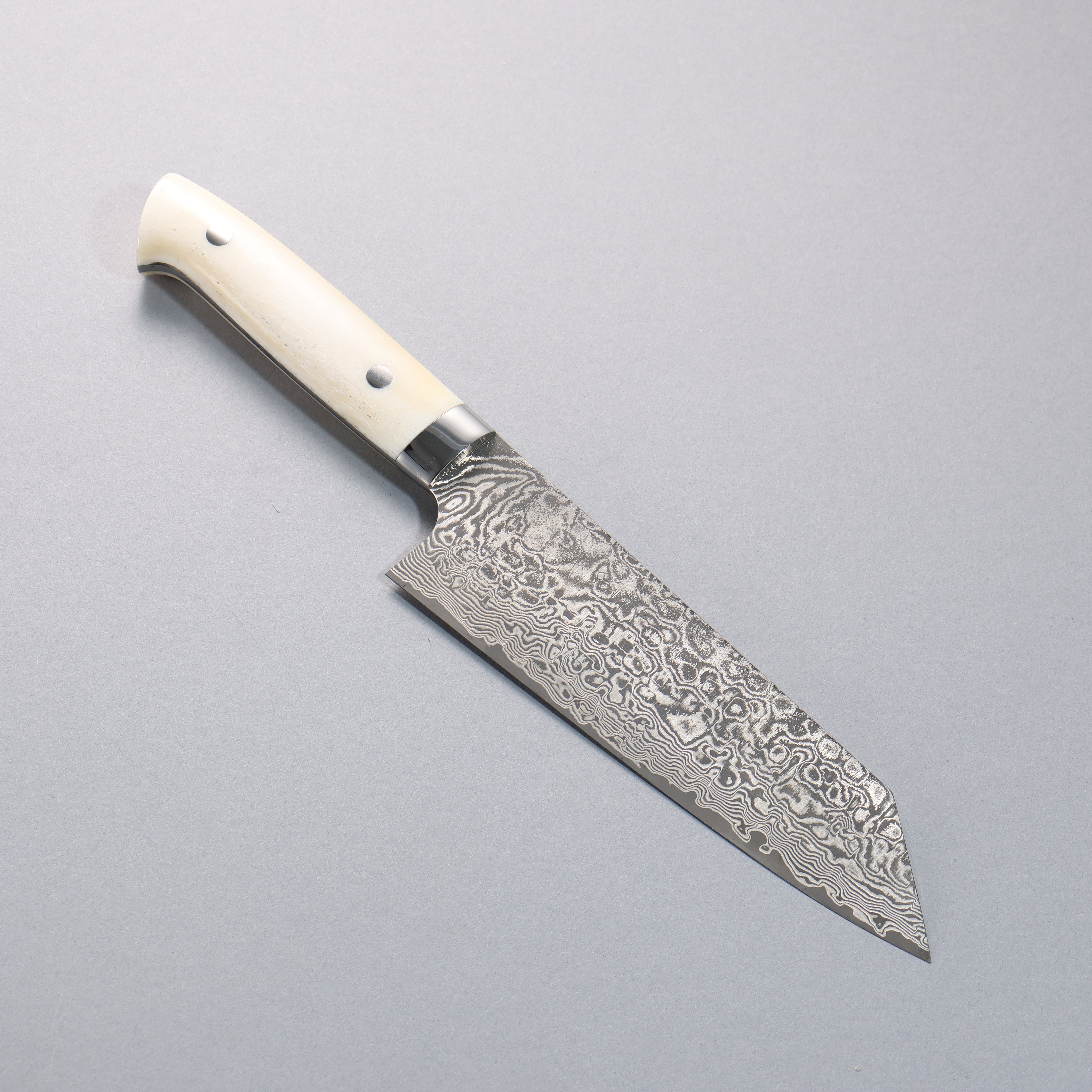 Takeshi Saji SG2 Black Damascus Bunka 180mm White Cow Bone Handle - Seisuke Knife