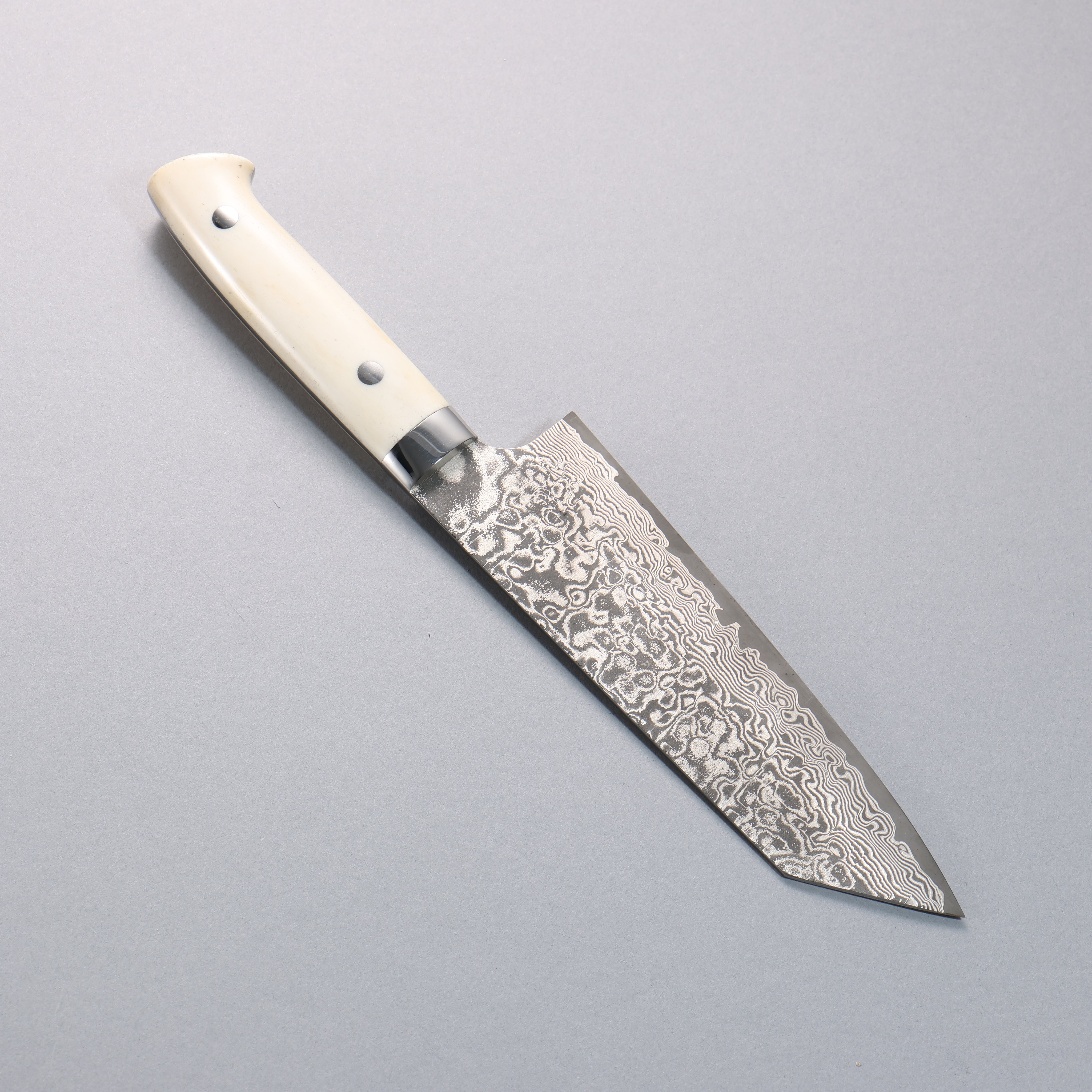 Takeshi Saji SG2 Black Damascus Bunka 180mm White Cow Bone Handle - Seisuke Knife