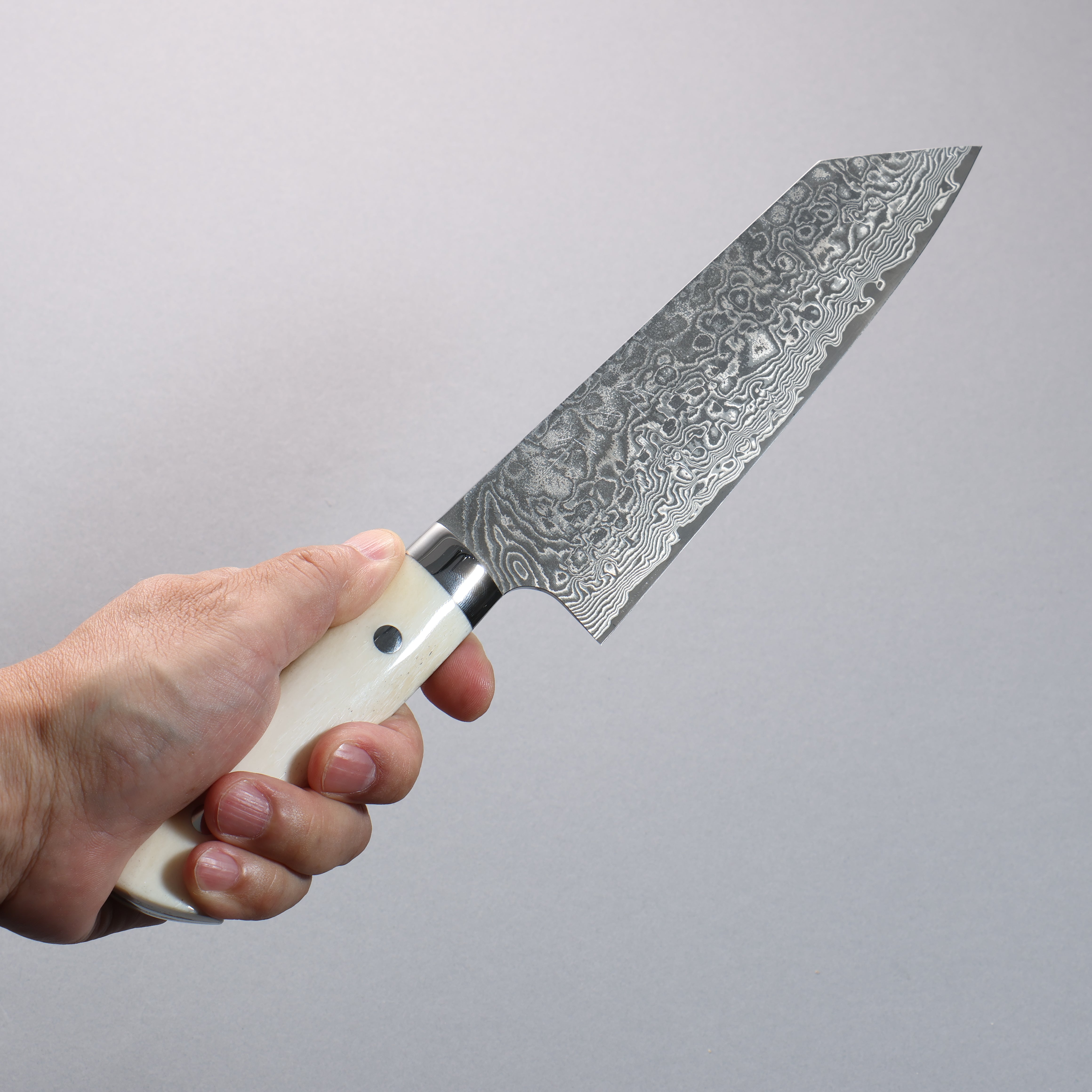 Takeshi Saji SG2 Black Damascus Bunka 180mm White Cow Bone Handle - Seisuke Knife