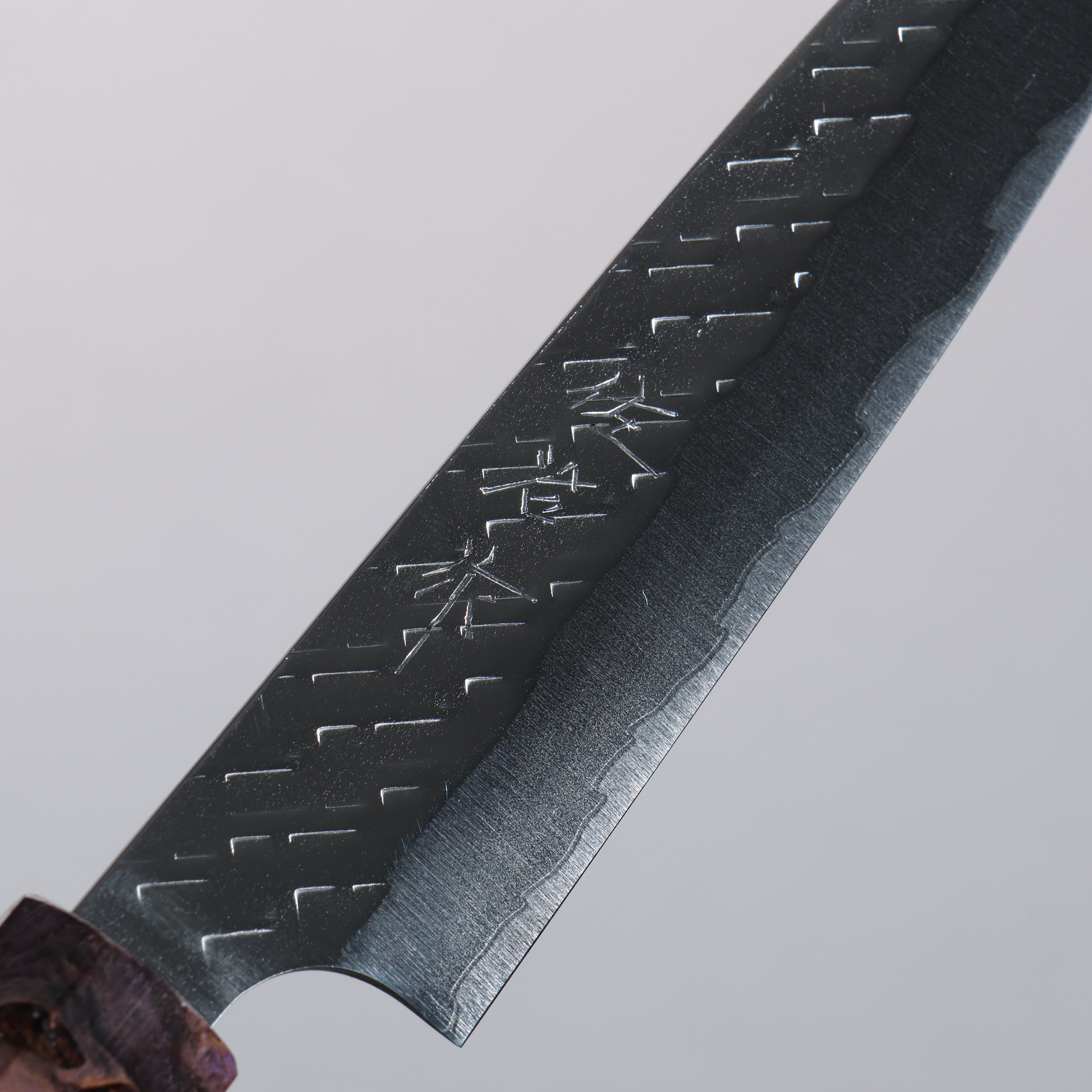 Takeshi Saji SPG STRIX Hammered Migaki Finished Petty-Utility 130mm Purple Stabilized Wood (with Red and White Ring) Handle - Seisuke Knife