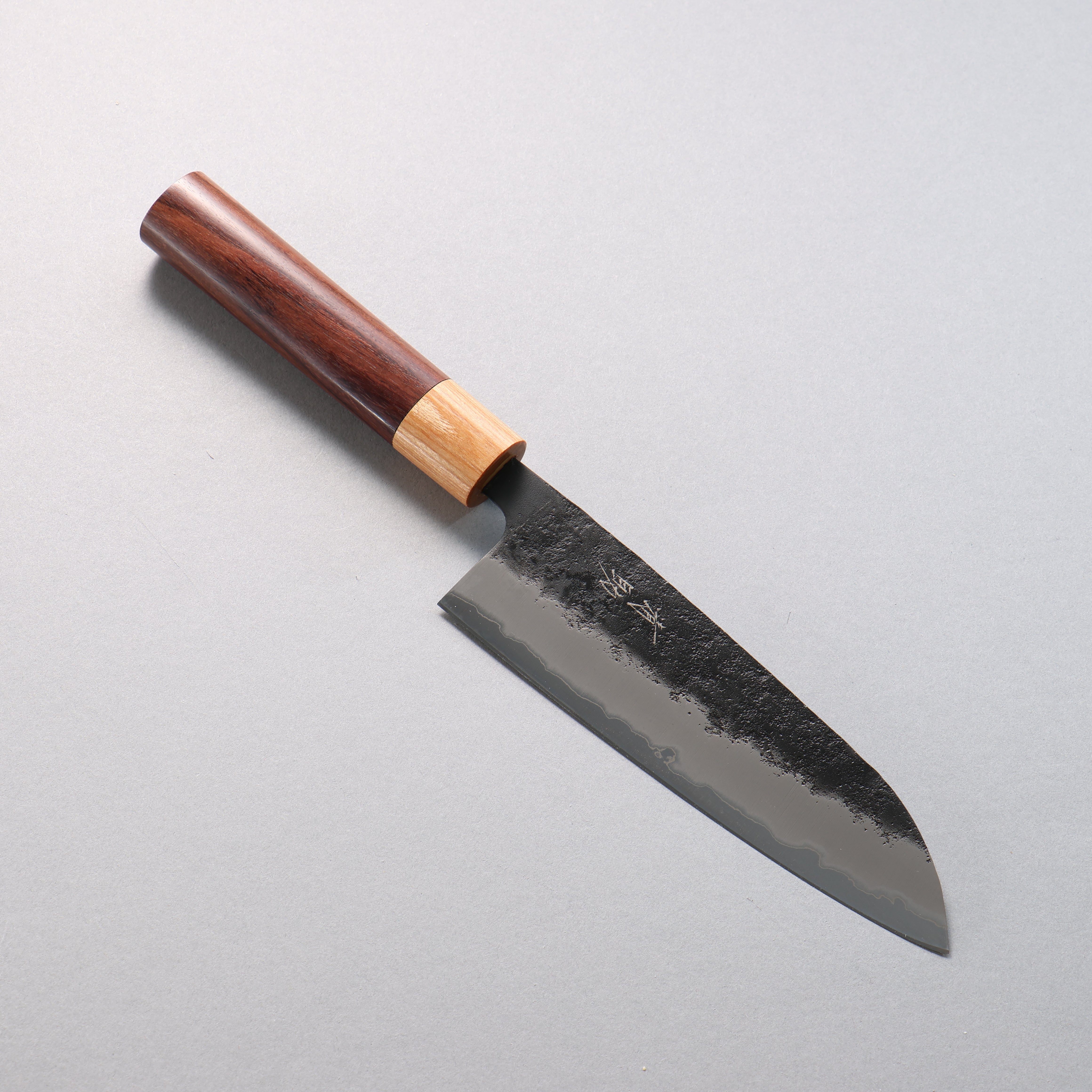 Seisuke Blue Super Black Nashiji Santoku 170mm Rosewood (Ferrule: White Pakka Wood) Handle - Seisuke Knife