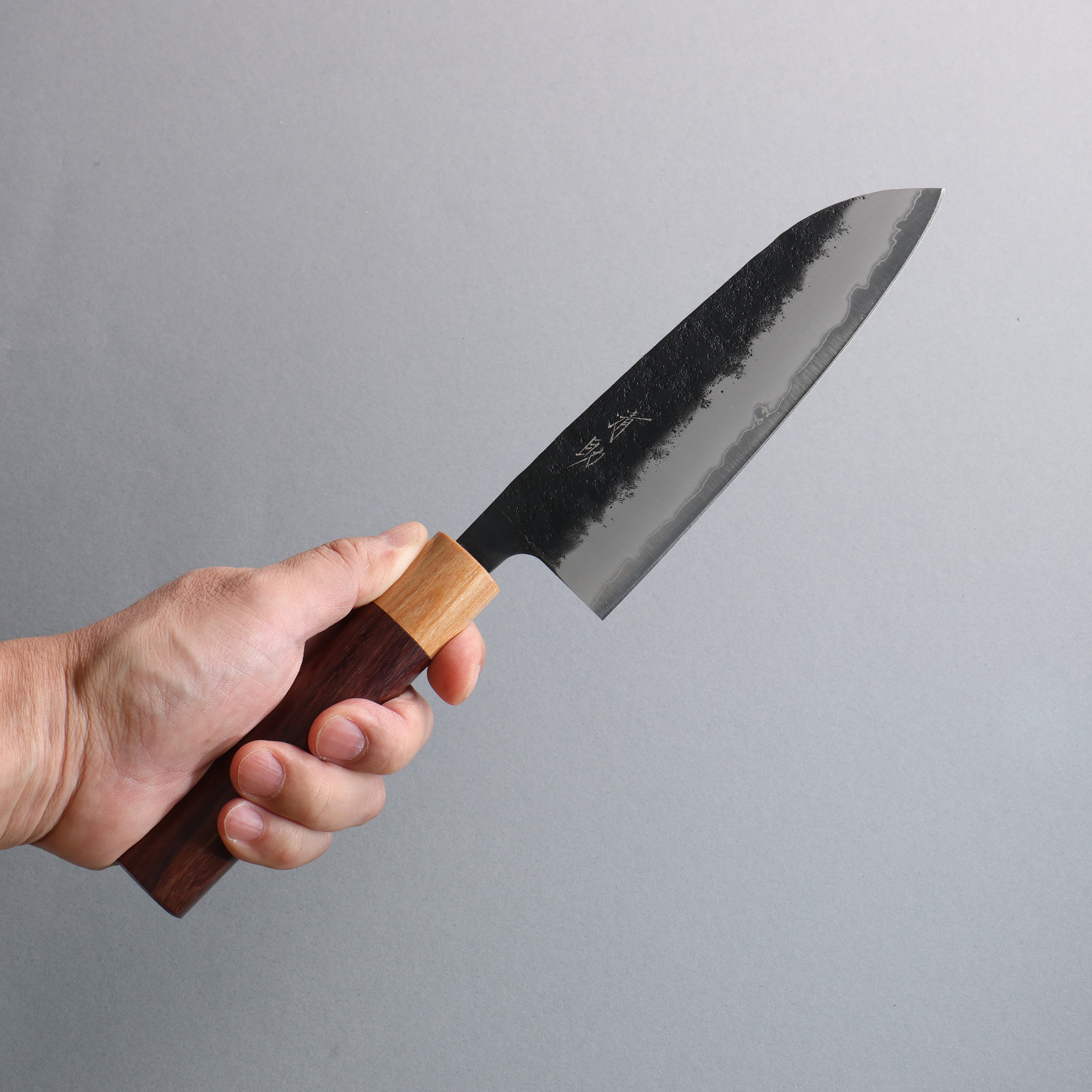 Seisuke Blue Super Black Nashiji Santoku 170mm Rosewood (Ferrule: White Pakka Wood) Handle - Seisuke Knife