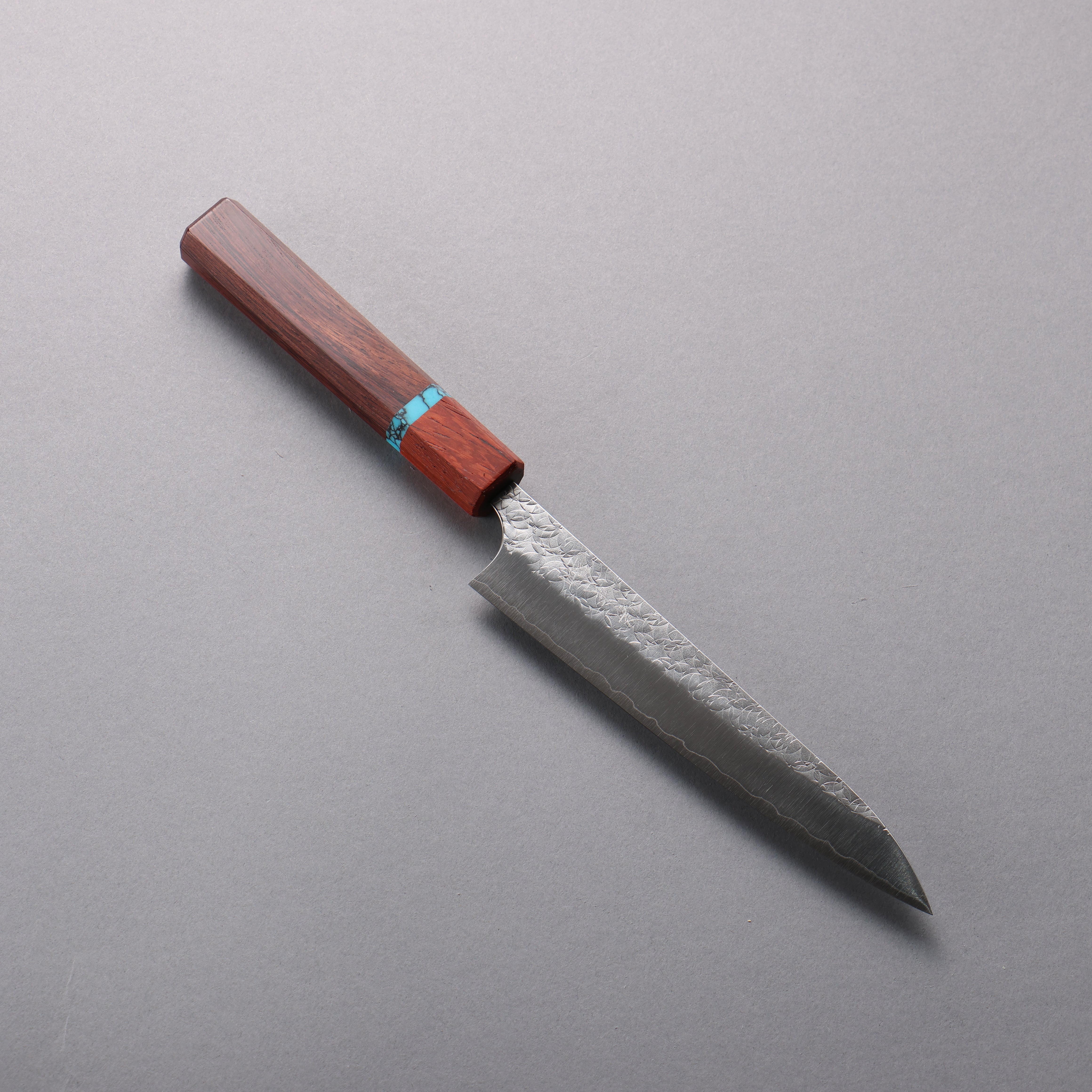 Yoshimi Kato Minamo SG2 Hammered Petty-Utility 150mm Rosewood (Turquoise Ring) Handle - Seisuke Knife