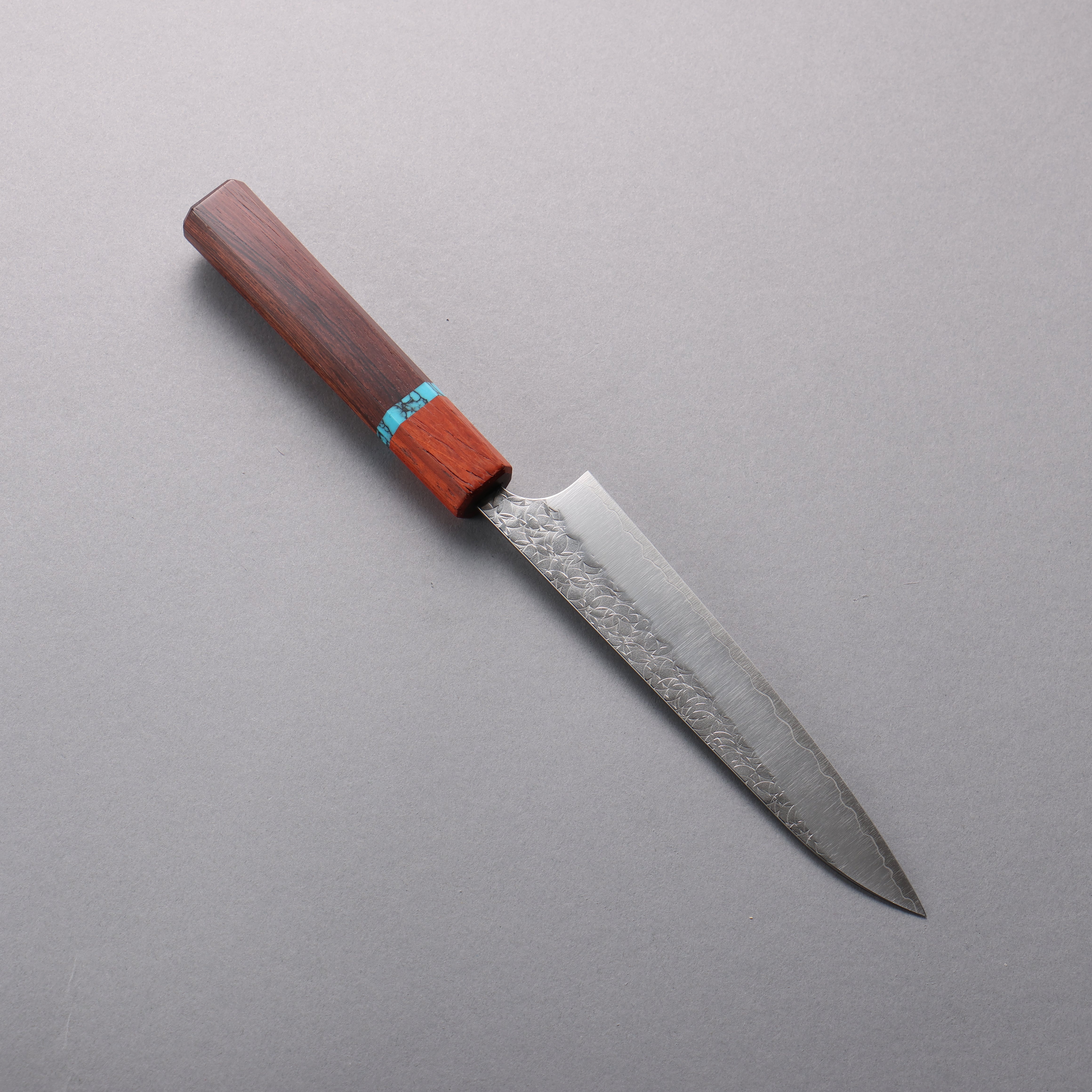 Yoshimi Kato Minamo SG2 Hammered Petty-Utility 150mm Rosewood (Turquoise Ring) Handle - Seisuke Knife