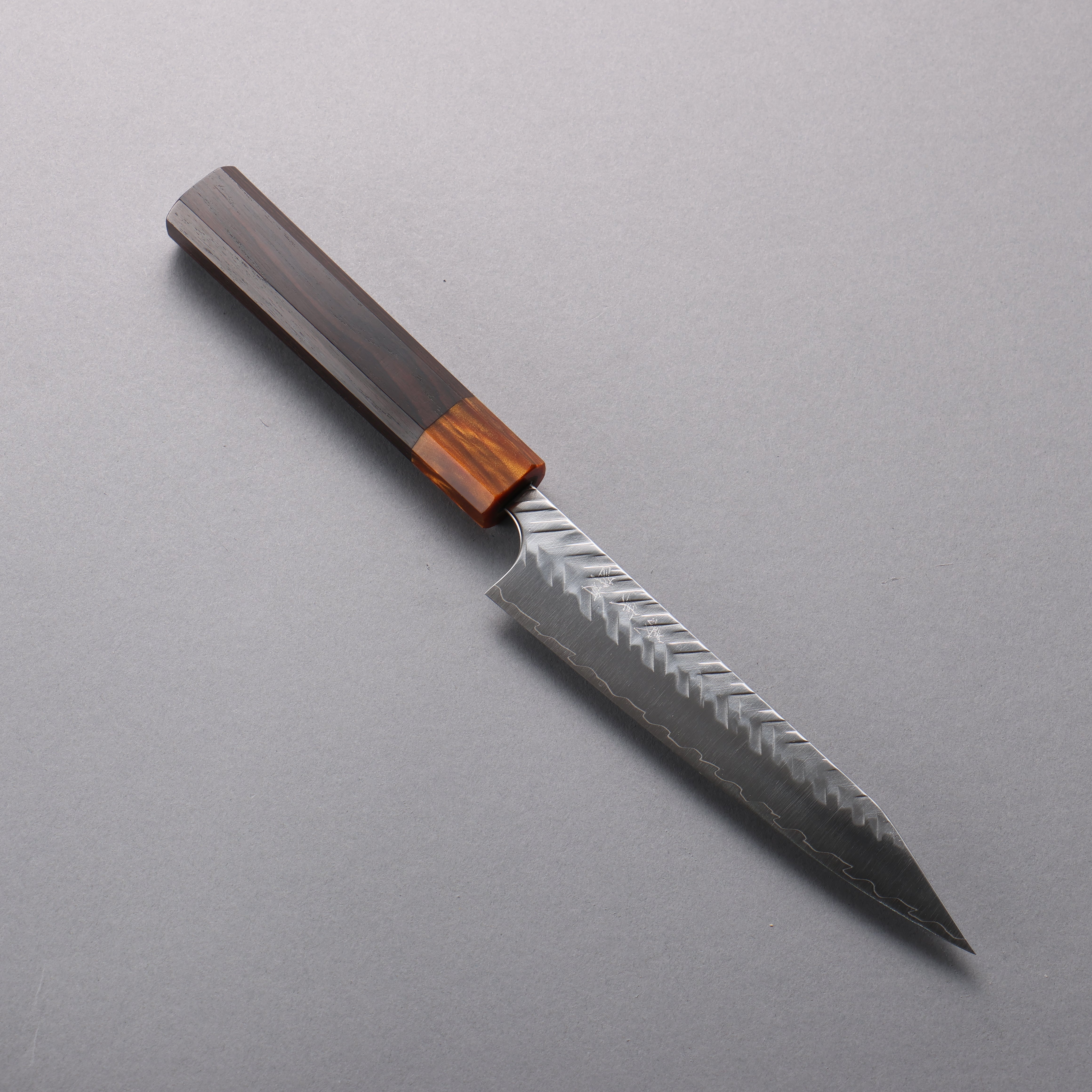 Yoshimi Kato SPG STRIX Hammered (V) Kiritsuke Petty-Utility 150mm Ebony (ferrule: Orange Resin) Handle - Seisuke Knife