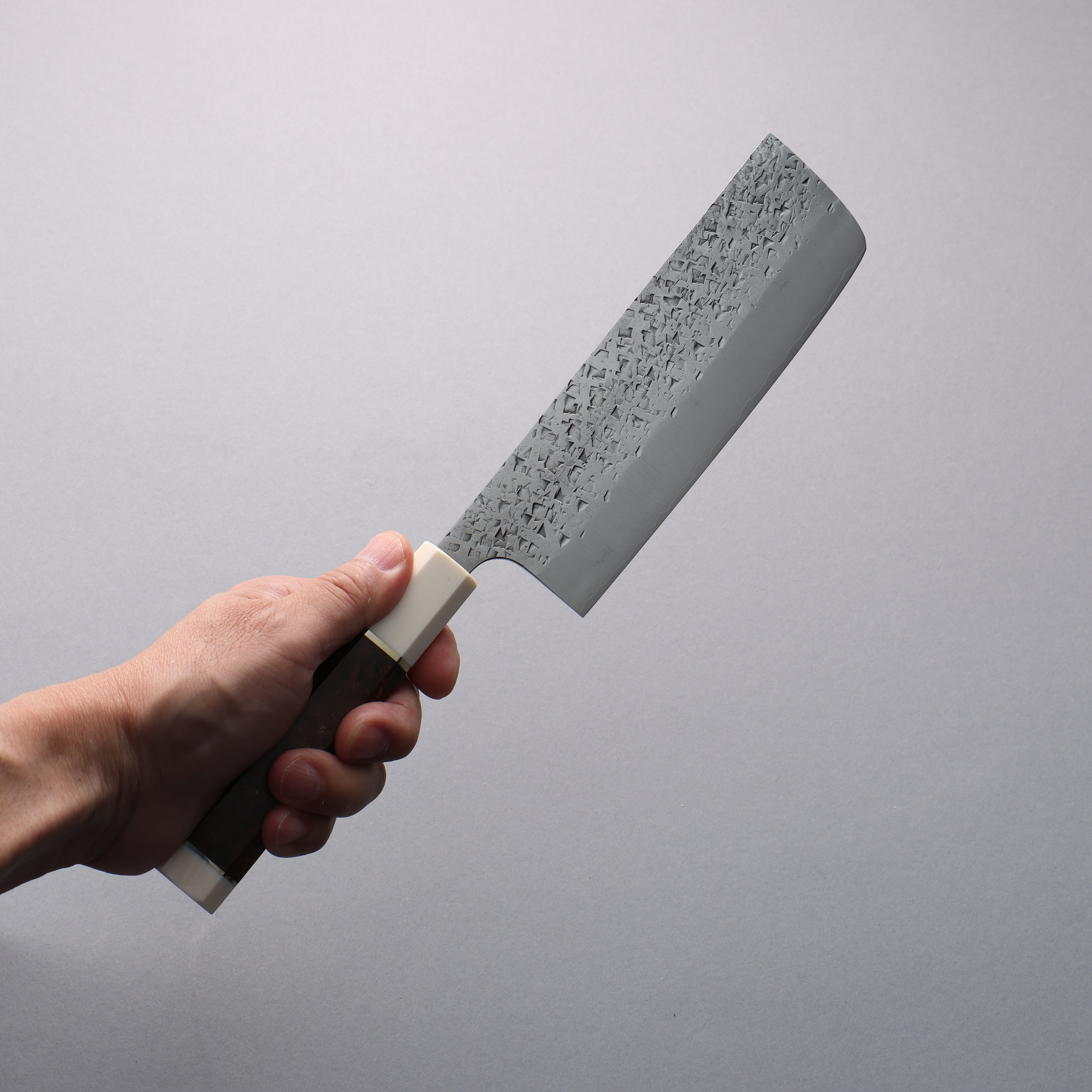 Yu Kurosaki Shizuku SG2 Hammered Nakiri 165mm Stabilized wood (Birch Burl) Handle - Seisuke Knife