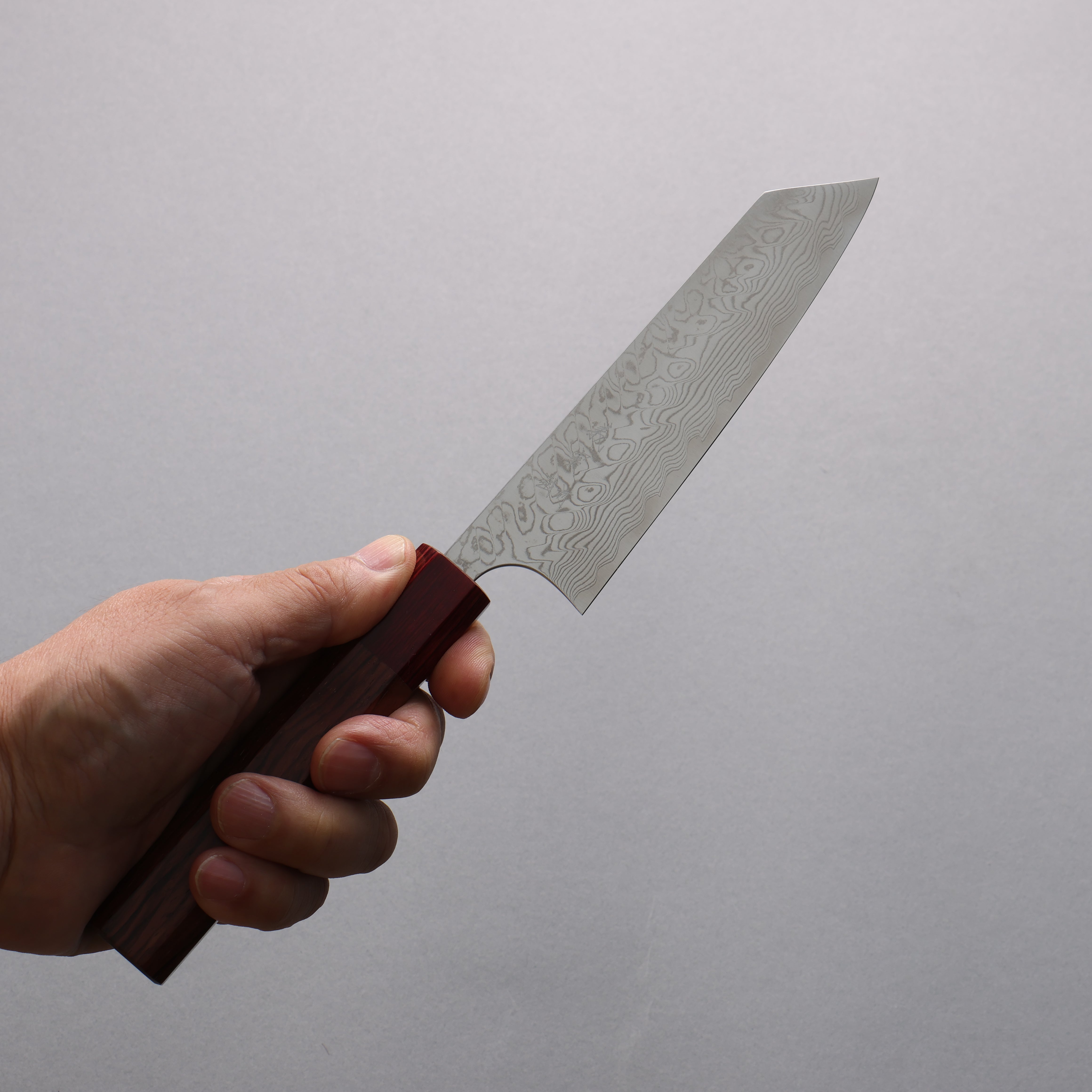 Yoshimi Kato SG2 Damascus Migaki Polish Finish Small Bunka 130mm Honduras (ferrule: Red Pakka wood) Handle - Seisuke Knife