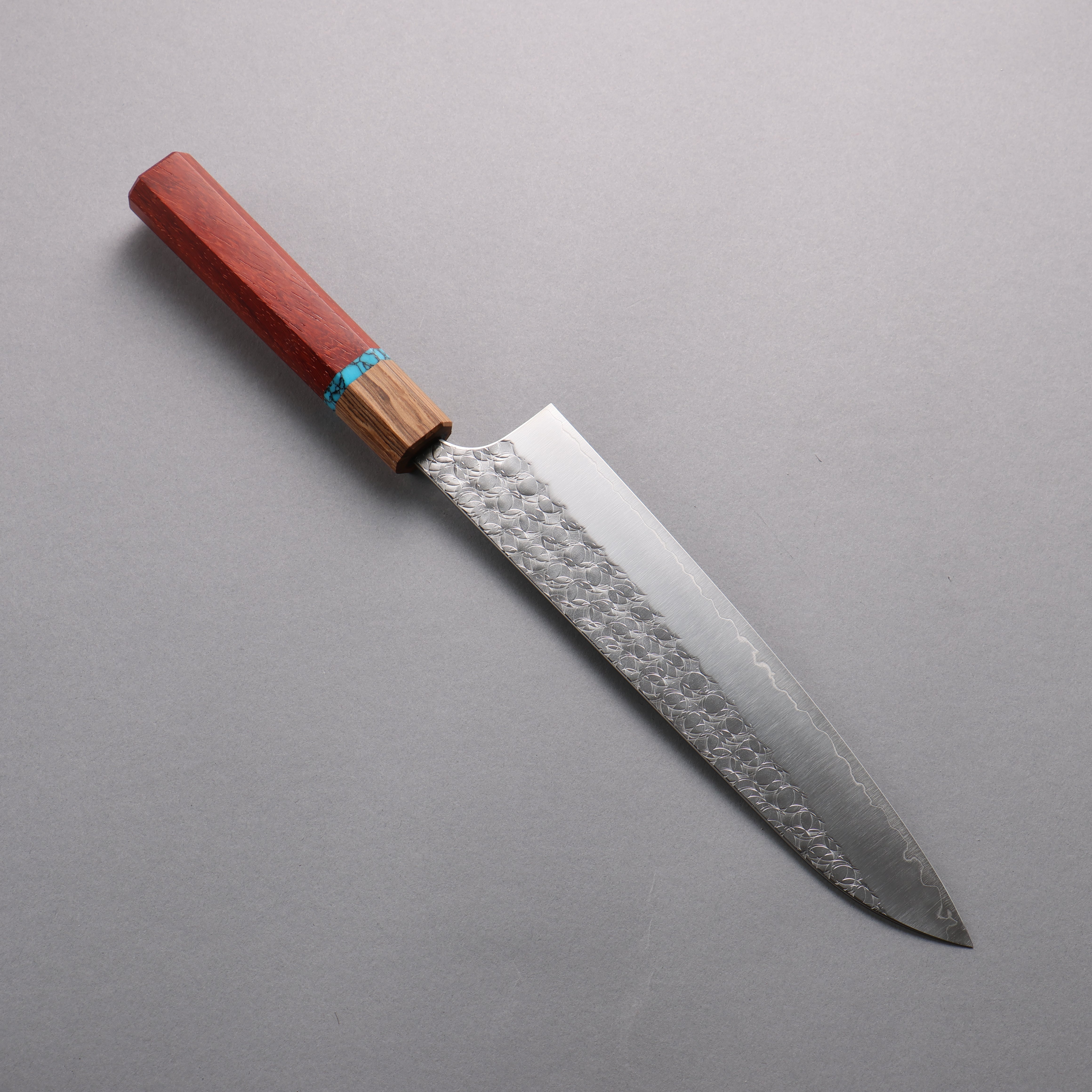 Yoshimi Kato Minamo SG2 Hammered Gyuto 210mm Padoauk(Turquoise Ring) Handle - Seisuke Knife