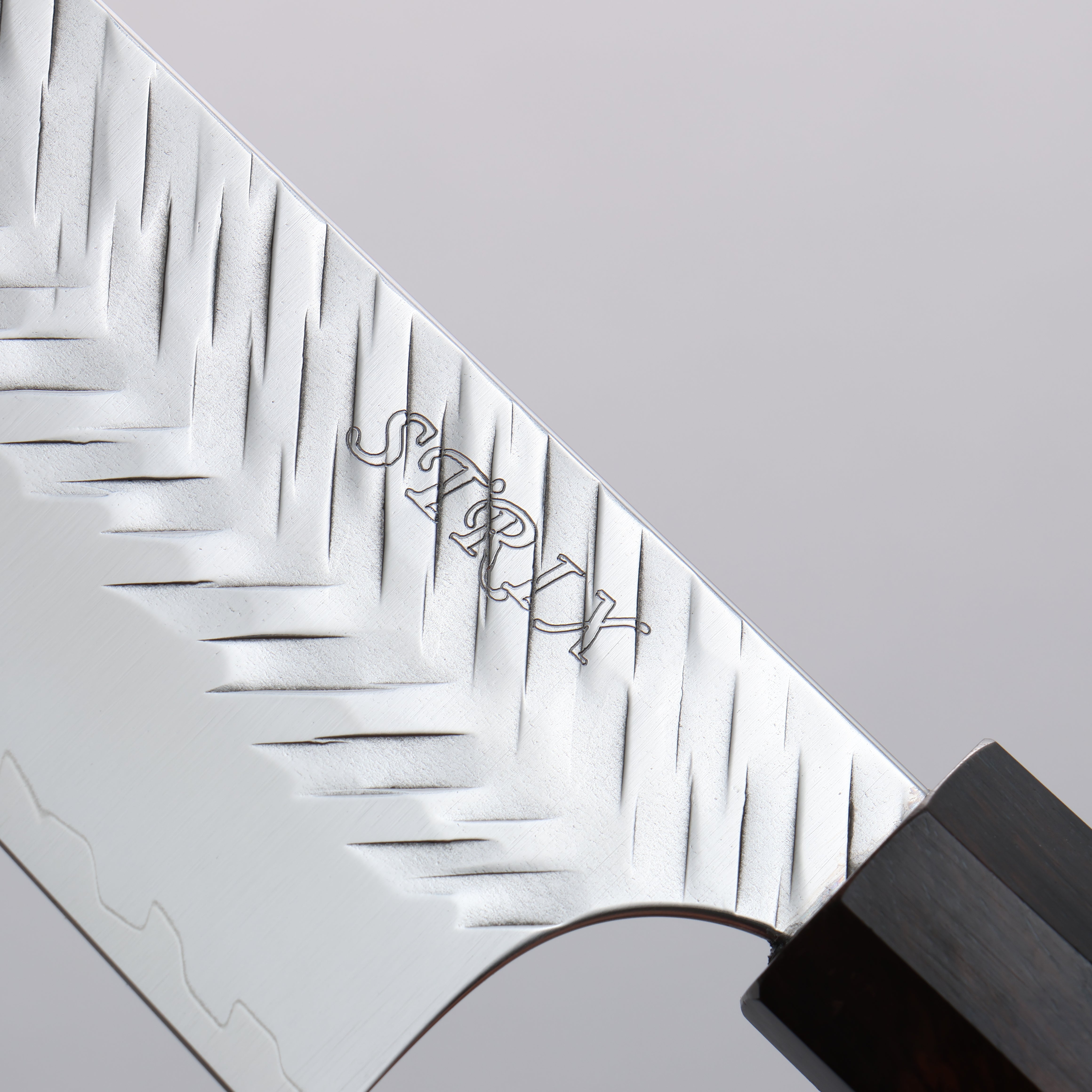 Yoshimi Kato SPG STRIX Hammered (V) Kiritsuke Gyuto 210mm Ebony (White Ring) Handle - Seisuke Knife