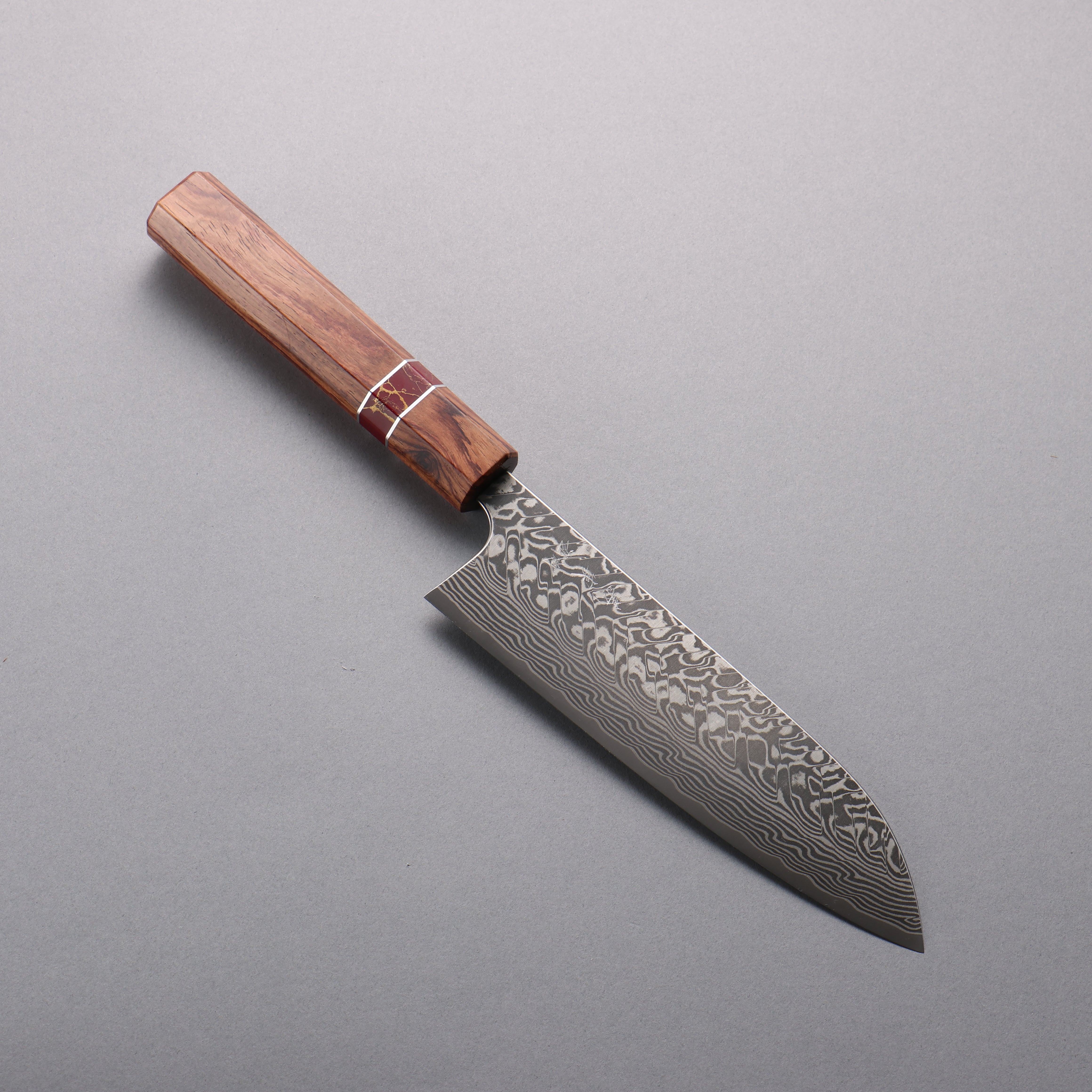 Yoshimi Kato SG2 Black Damascus Santoku 170mm Rosewood (Red Turquoise Ring) Handle - Seisuke Knife