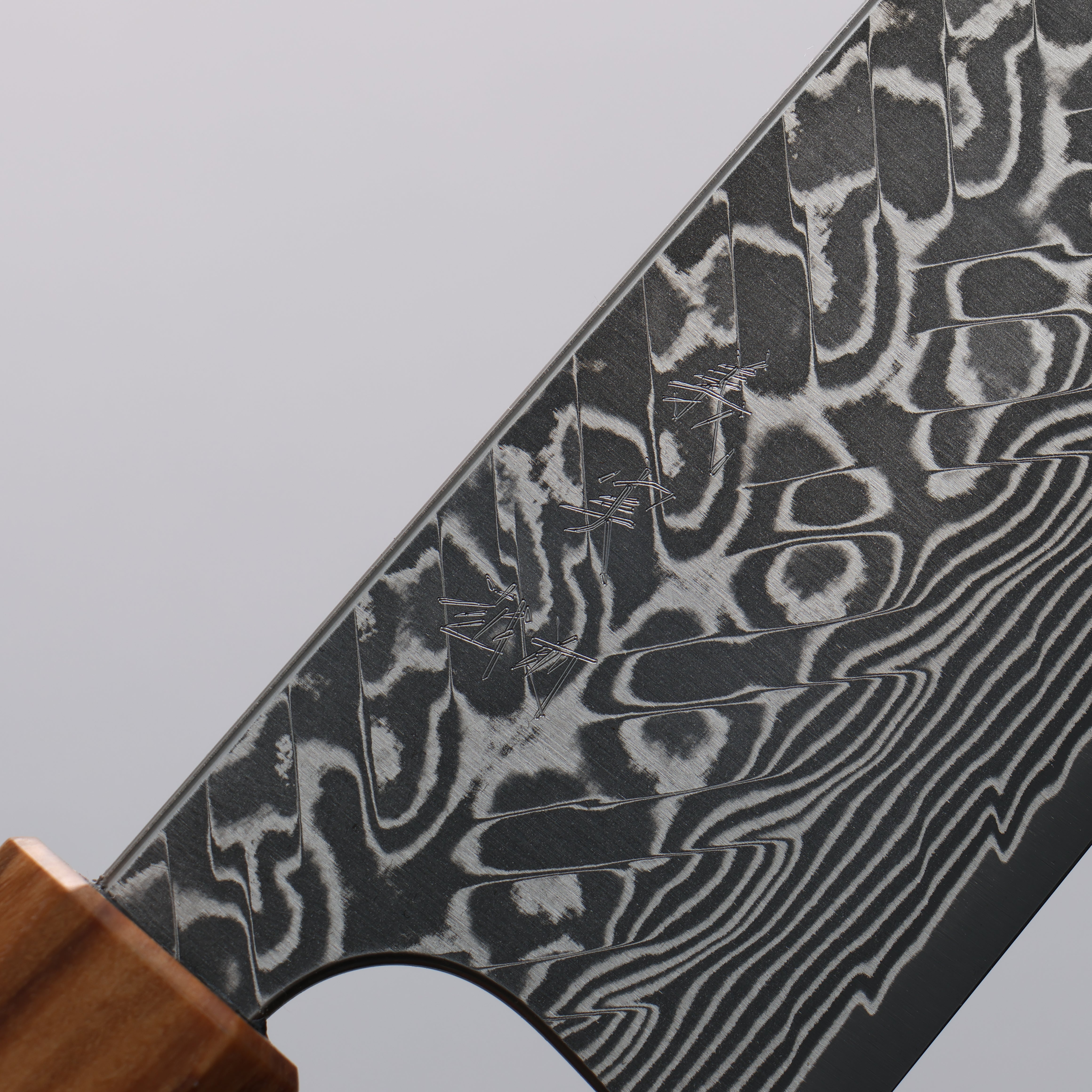 Yoshimi Kato SG2 Black Damascus Santoku 170mm Olive (Red Turquoise Ring) Handle - Seisuke Knife