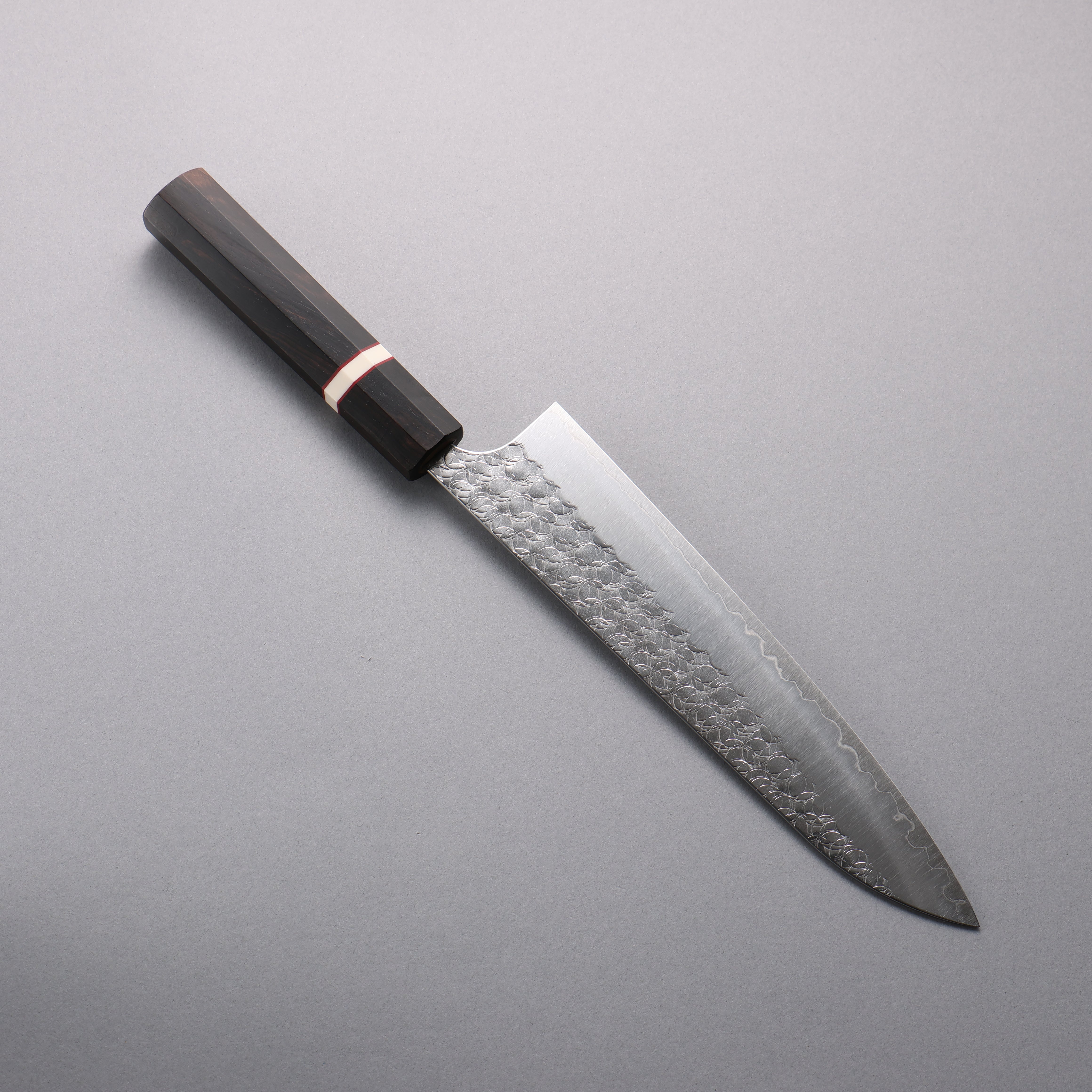 Yoshimi Kato Minamo SG2 Hammered Gyuto 210mm Ebony (White Ring) Handle - Seisuke Knife