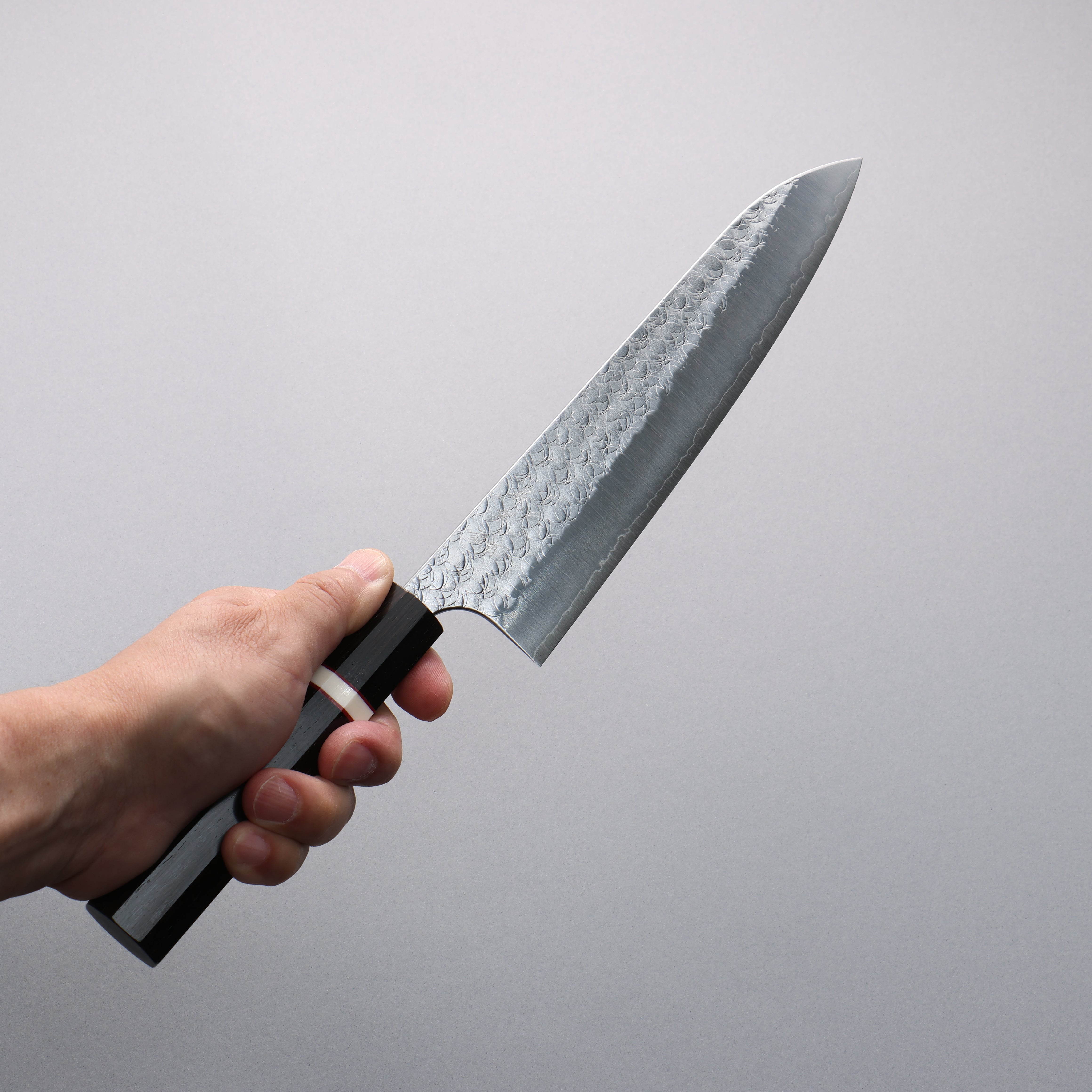 Yoshimi Kato Minamo SG2 Hammered Gyuto 210mm Ebony (White Ring) Handle - Seisuke Knife