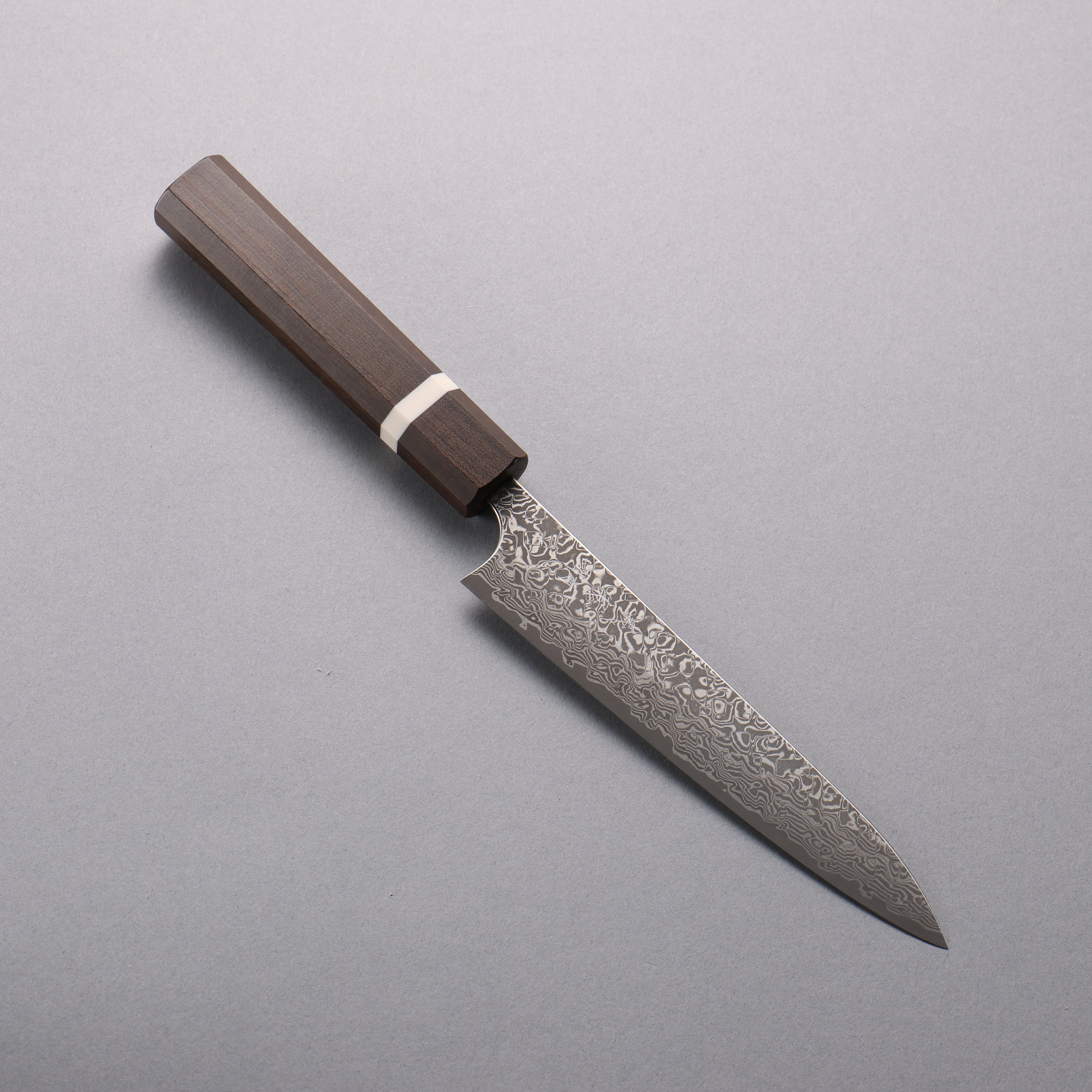 Yoshimi Kato SG2 Black Damascus Petty-Utility 150mm Sandalwood with White Ring Handle - Seisuke Knife