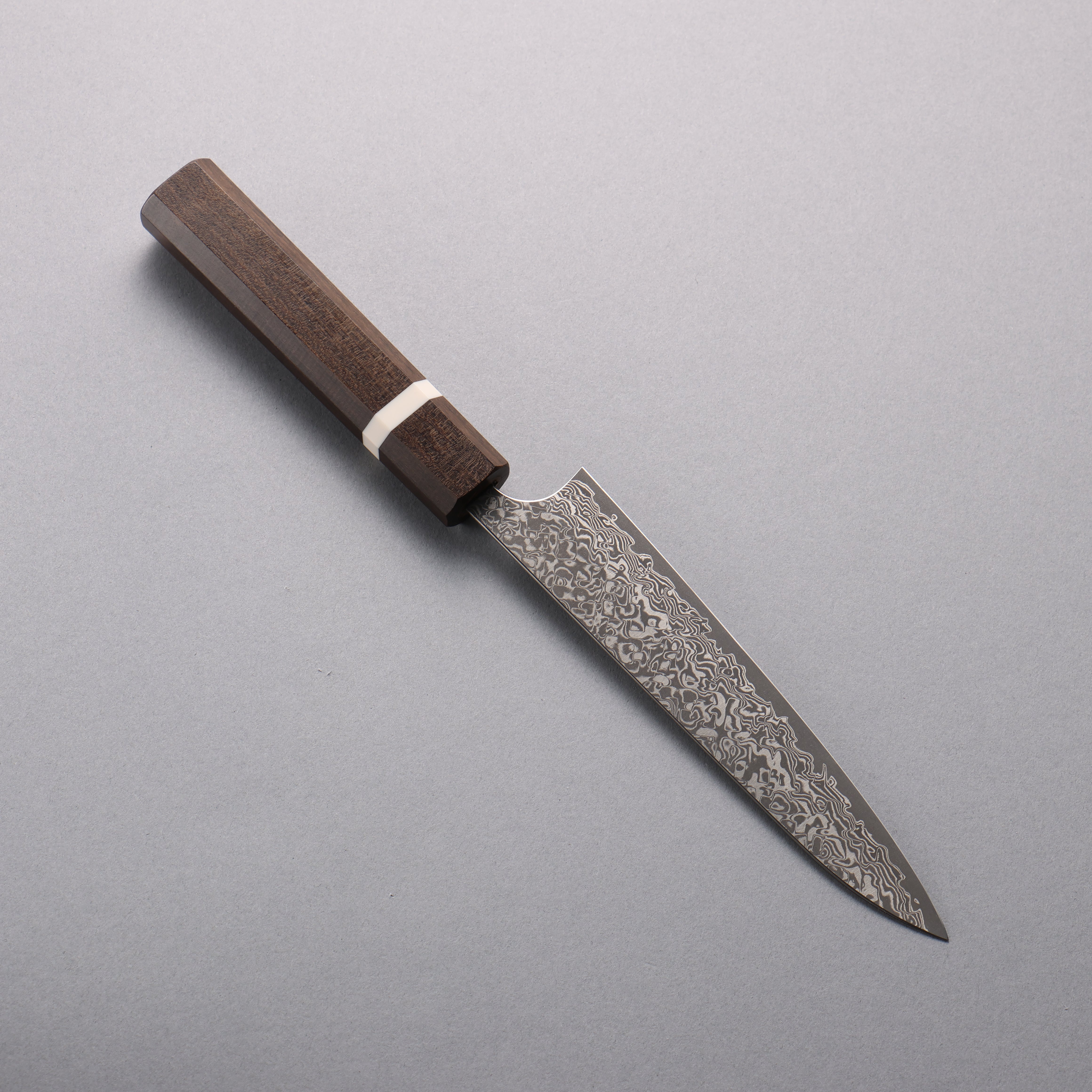 Yoshimi Kato SG2 Black Damascus Petty-Utility 150mm Sandalwood with White Ring Handle - Seisuke Knife