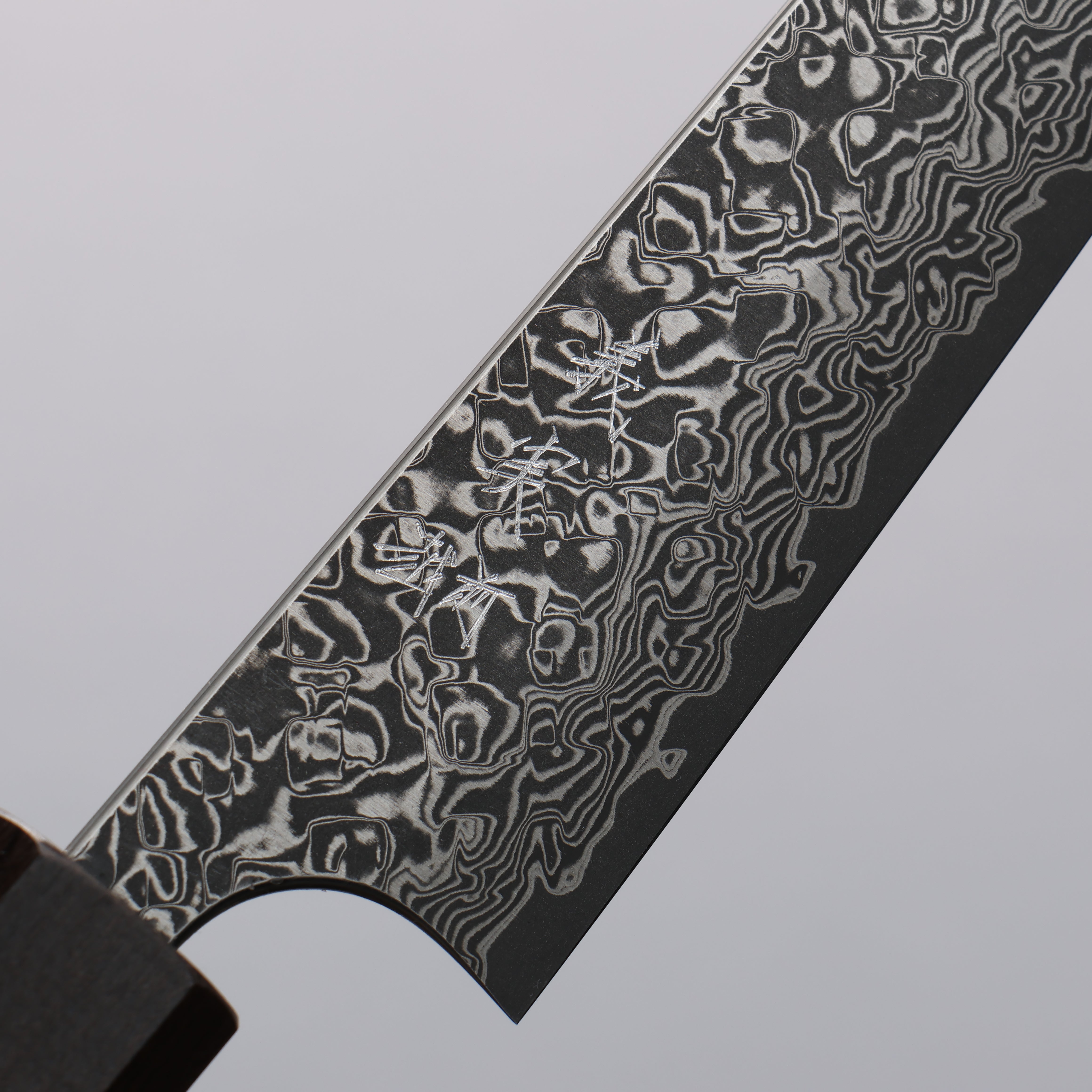 Yoshimi Kato SG2 Black Damascus Petty-Utility 150mm Sandalwood with White Ring Handle - Seisuke Knife