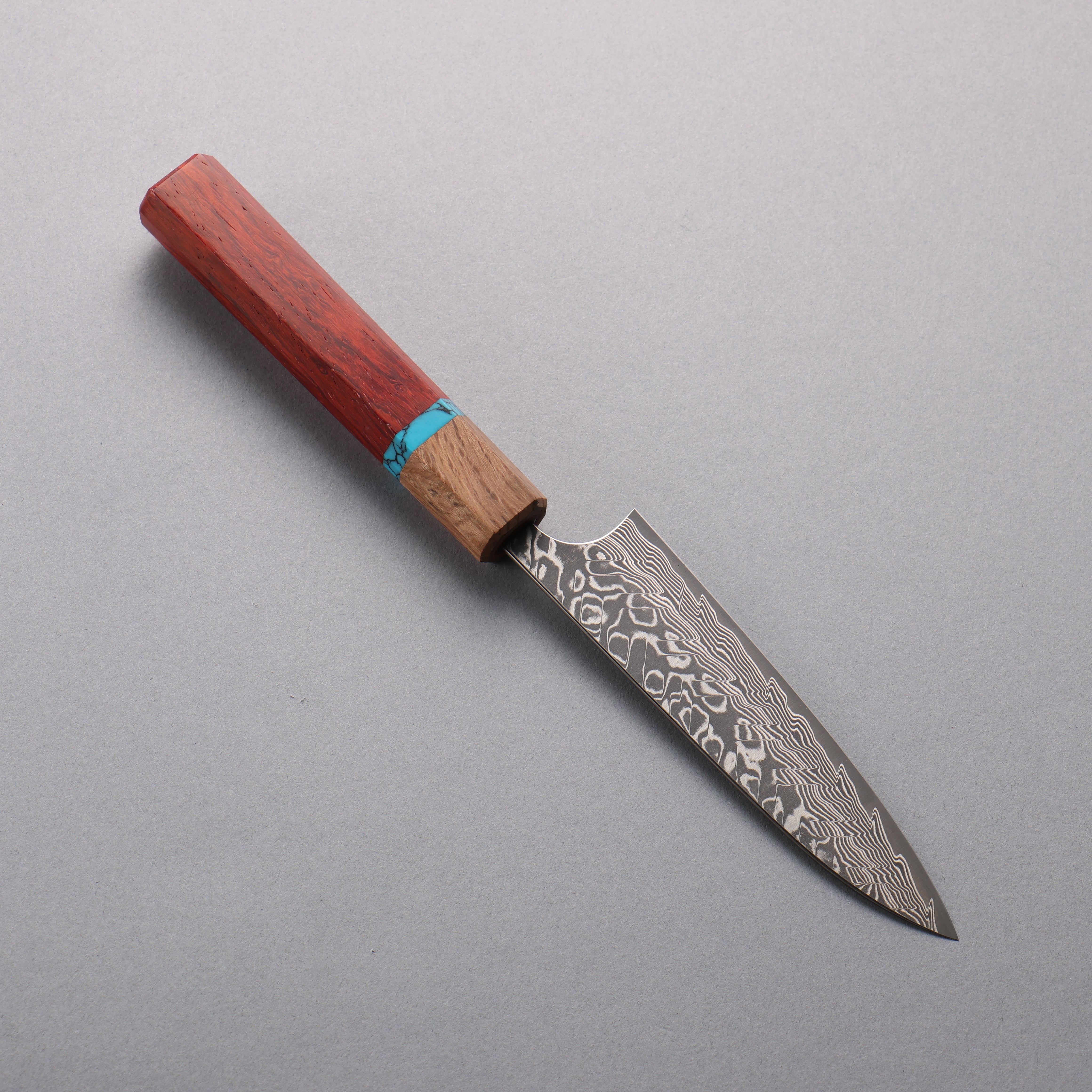 Yoshimi Kato SG2 Black Damascus Petty-Utility 120mm Padoauk(Turquoise Ring) Handle - Seisuke Knife