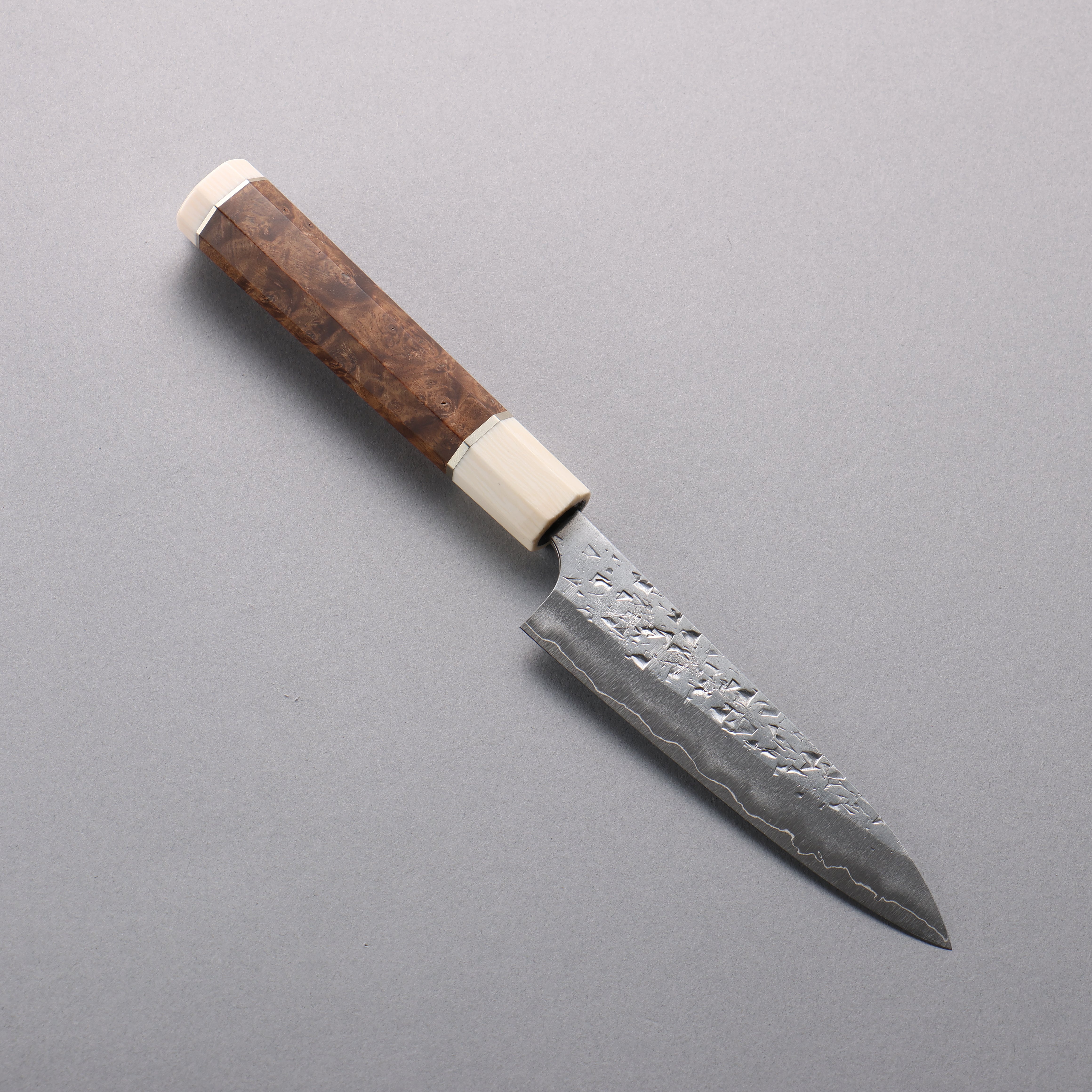 Yu Kurosaki Shizuku SG2 Hammered Petty-Utility 120mm Stabilized wood (Birch Burl) Handle - Seisuke Knife