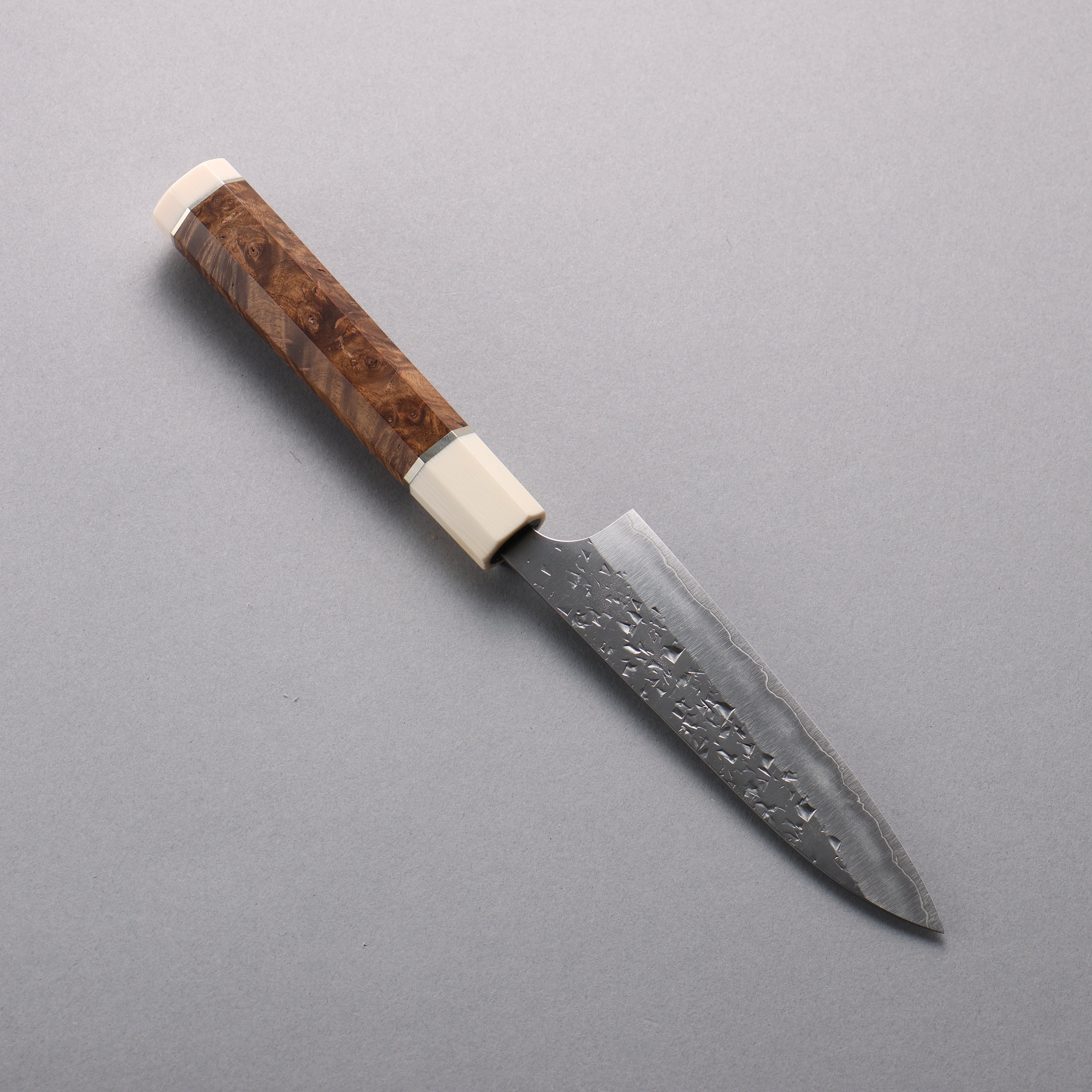 Yu Kurosaki Shizuku SG2 Hammered Petty-Utility 120mm Stabilized wood (Birch Burl) Handle - Seisuke Knife