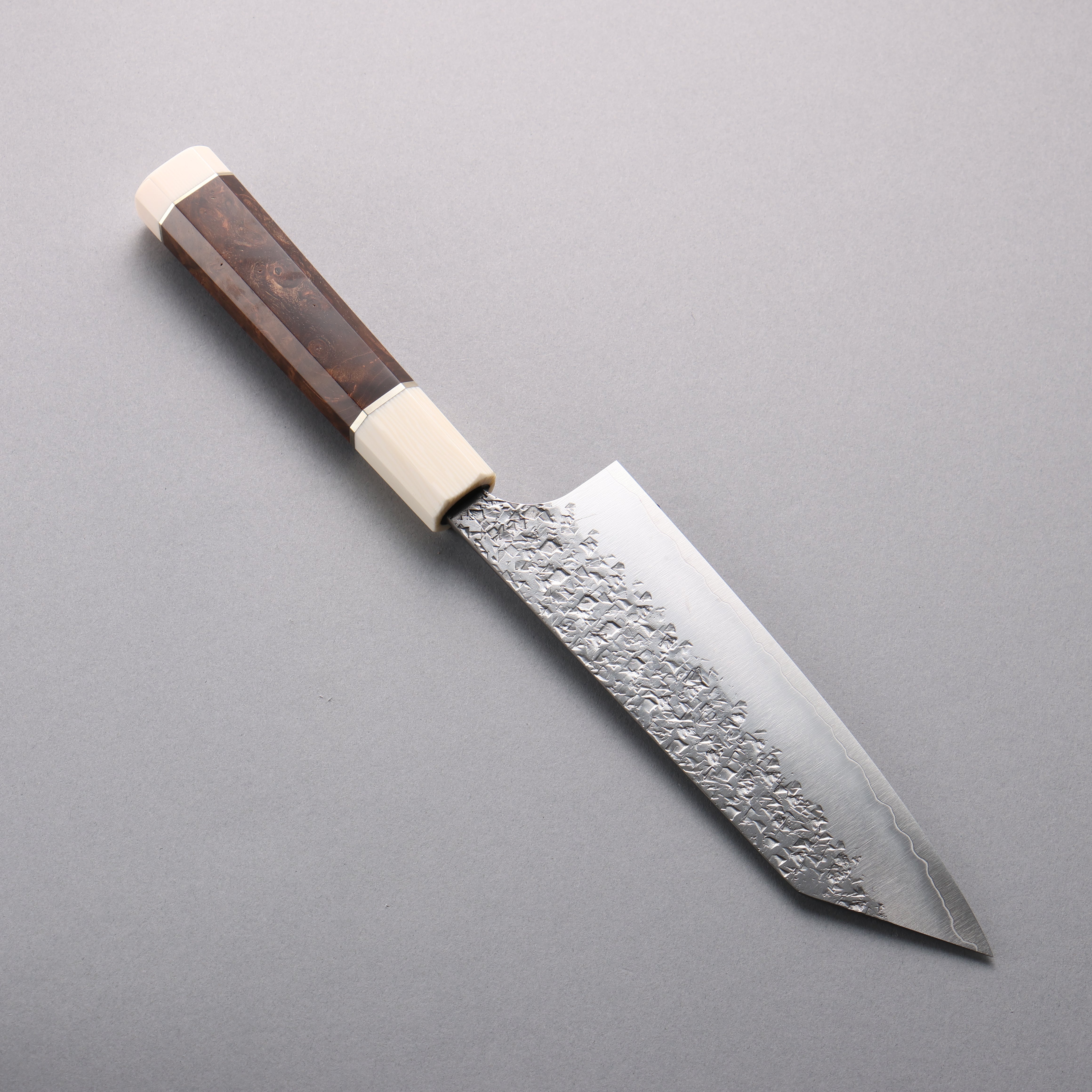 Yu Kurosaki Shizuku SG2 Hammered Bunka 165mm Stabilized wood (Birch Burl) Handle - Seisuke Knife
