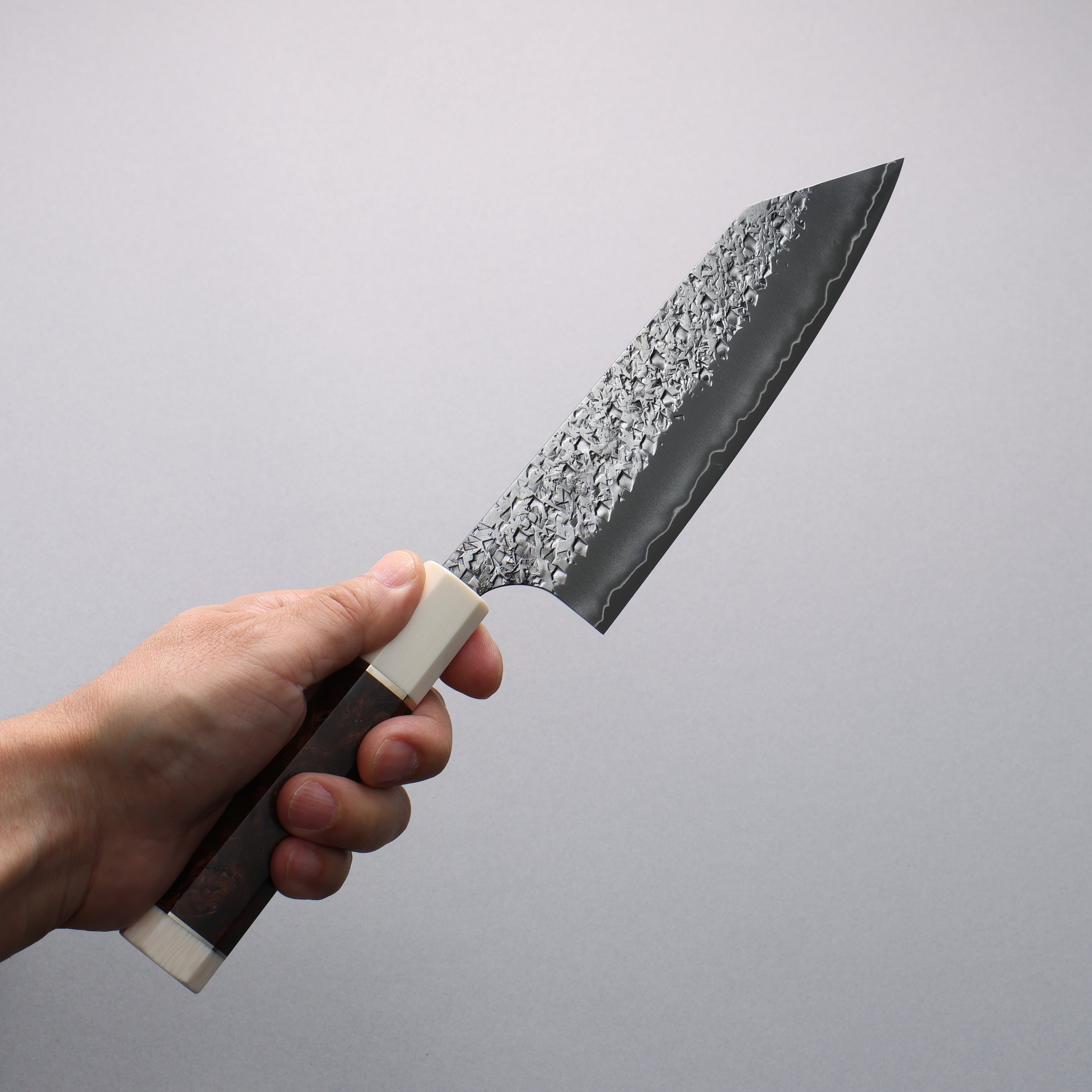 Yu Kurosaki Shizuku SG2 Hammered Bunka 165mm Stabilized wood (Birch Burl) Handle - Seisuke Knife