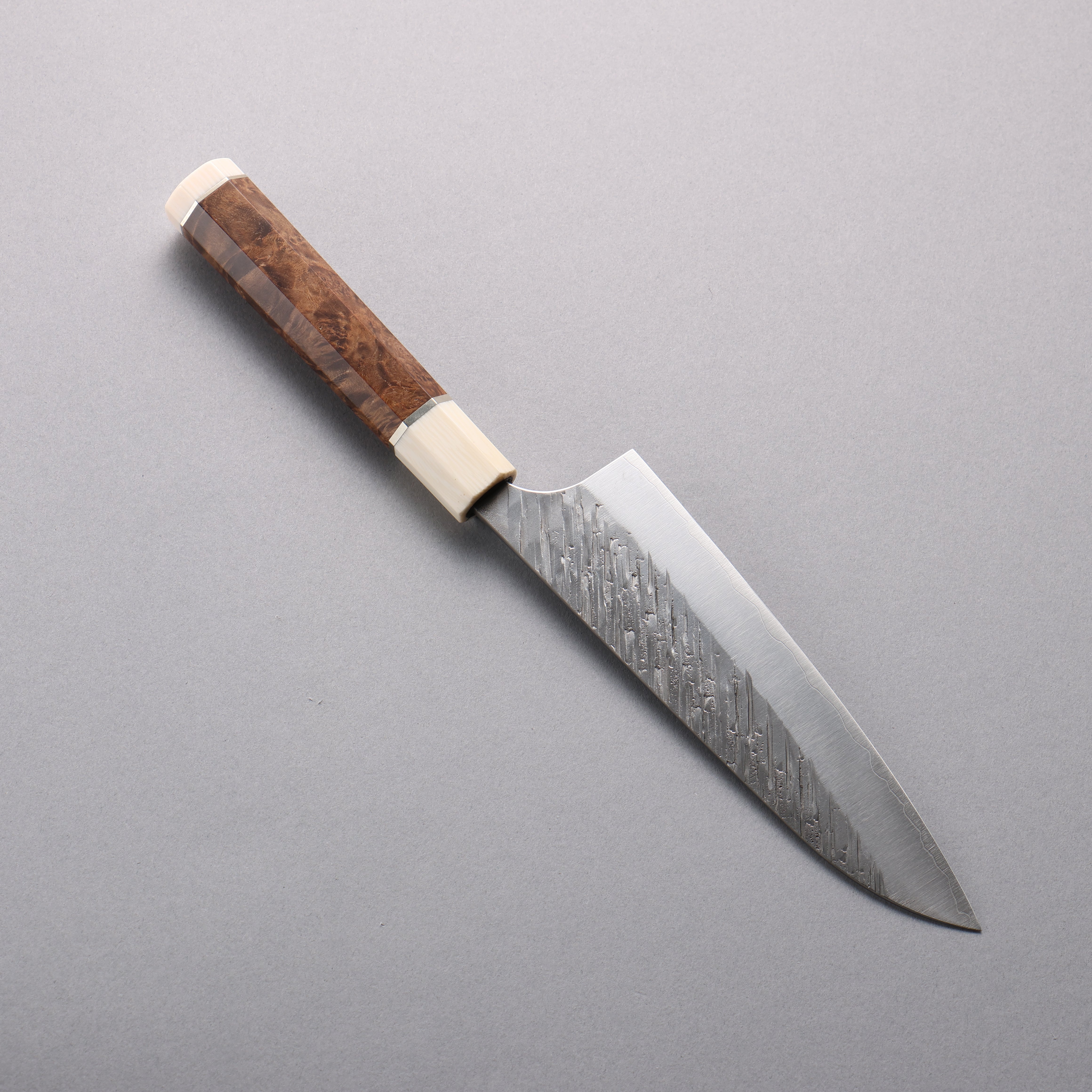 Yu Kurosaki Fujin SG2 Hammered Small Santoku 150mm Stabilized wood (Birch Burl) Handle - Seisuke Knife