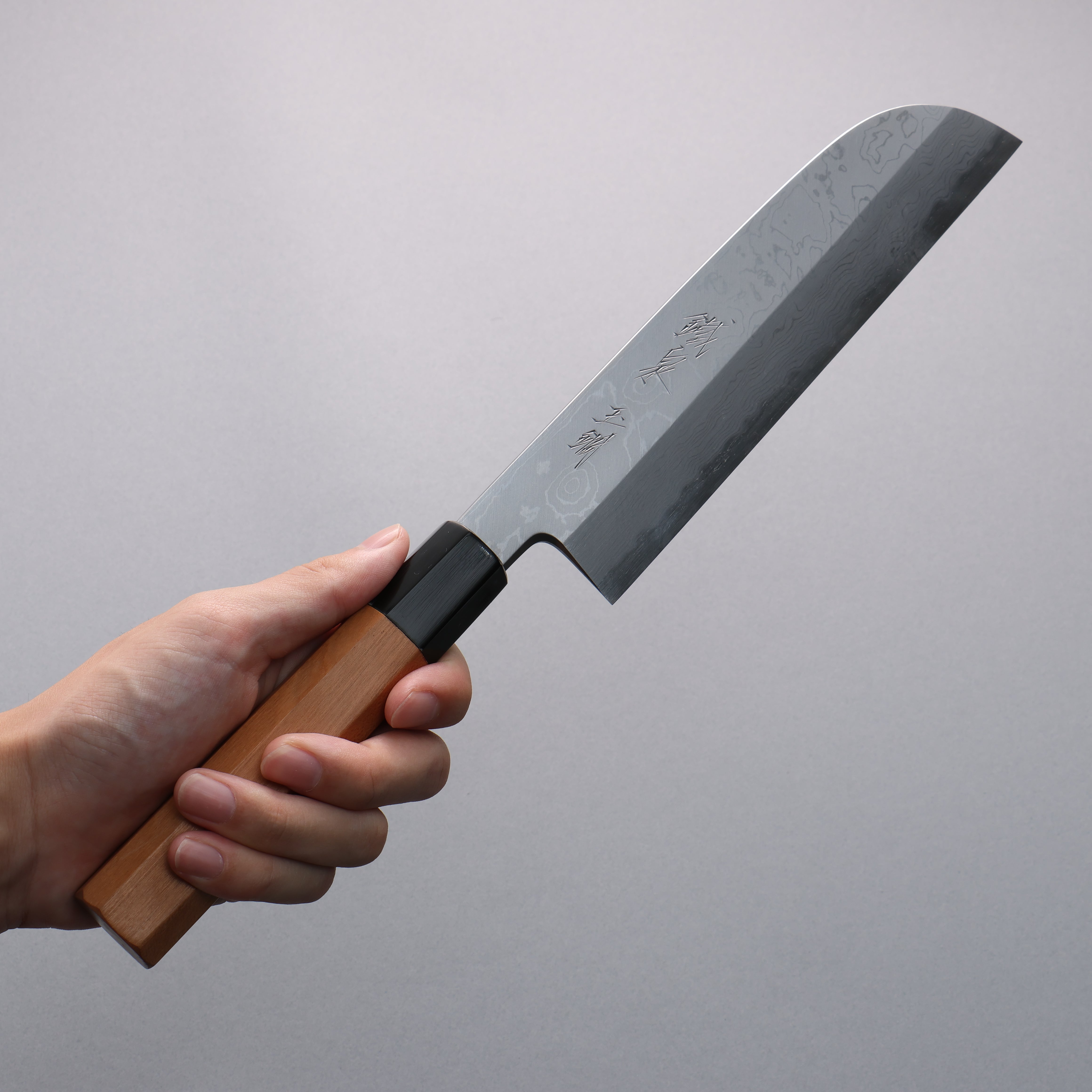 Tessen by Tanaka Tamahagane Damascus Kamagata Usuba 210mm Wild Cherry Handle - Seisuke Knife