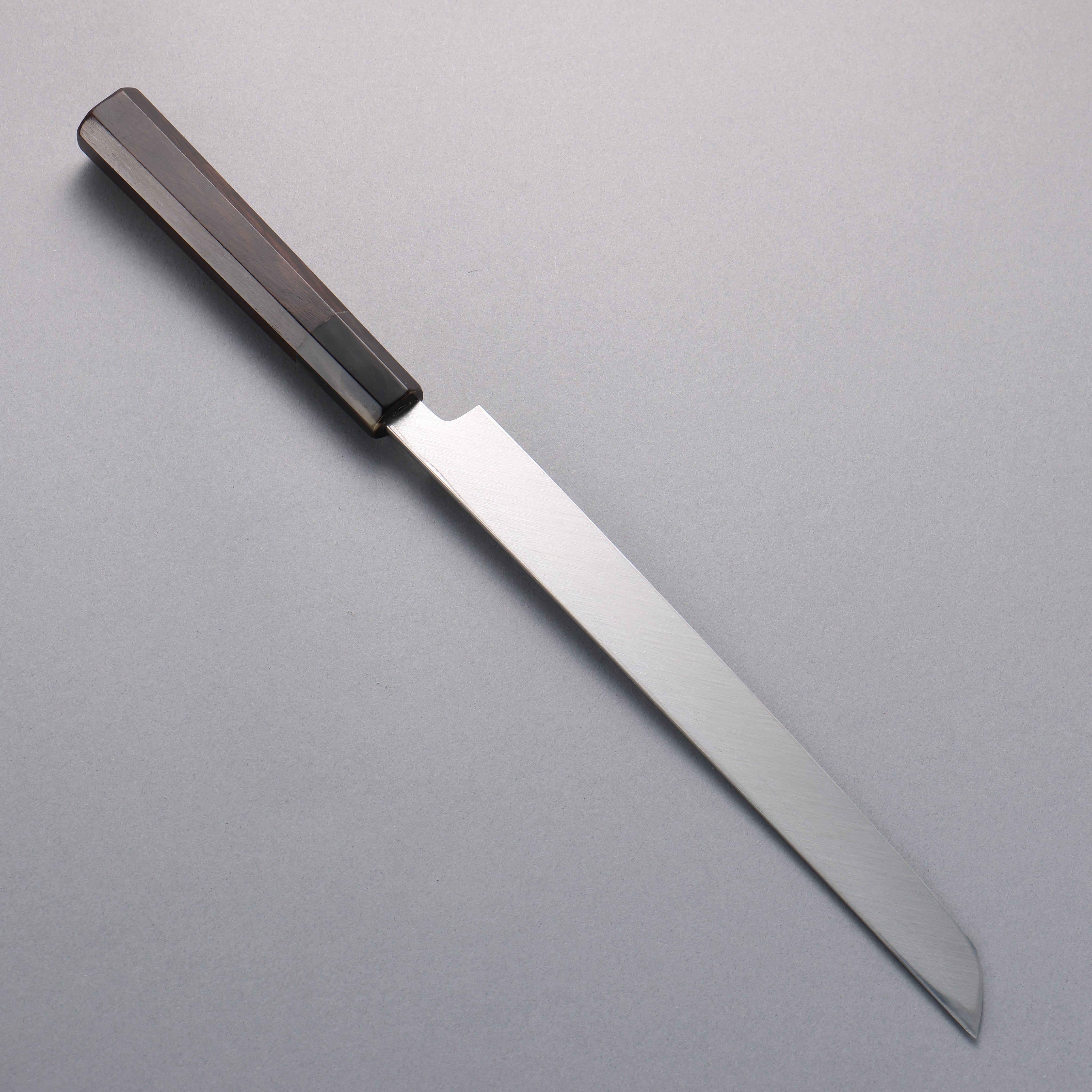 Tessen by Tanaka Tamahagane Mirrored Finish Sakimaru Yanagiba 240mm Ebony Wood Handle with Sheath - Seisuke Knife