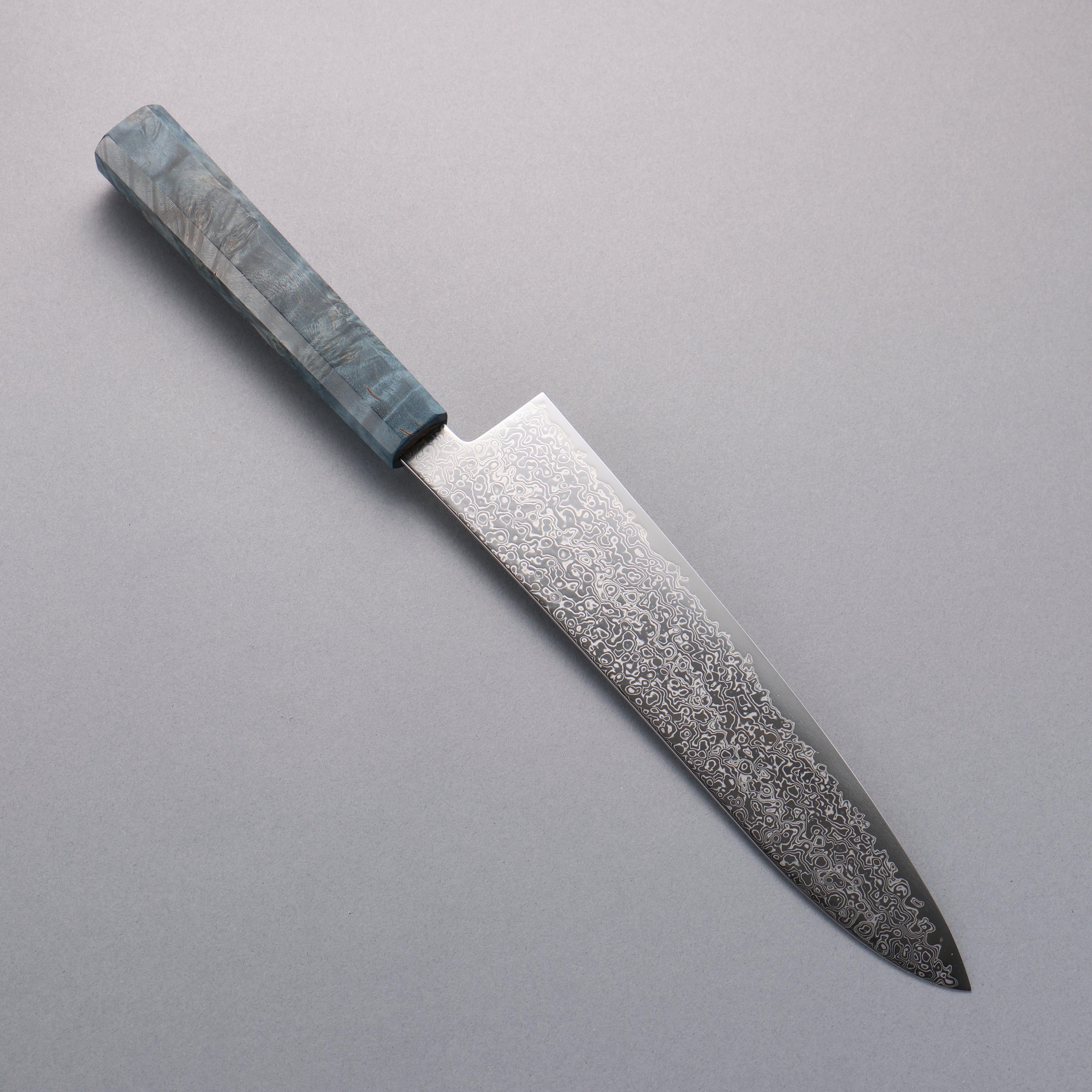 Seisuke SG2 Damascus Migaki Finished Gyuto 210mm Blue Stabilized Wood Handle - Seisuke Knife