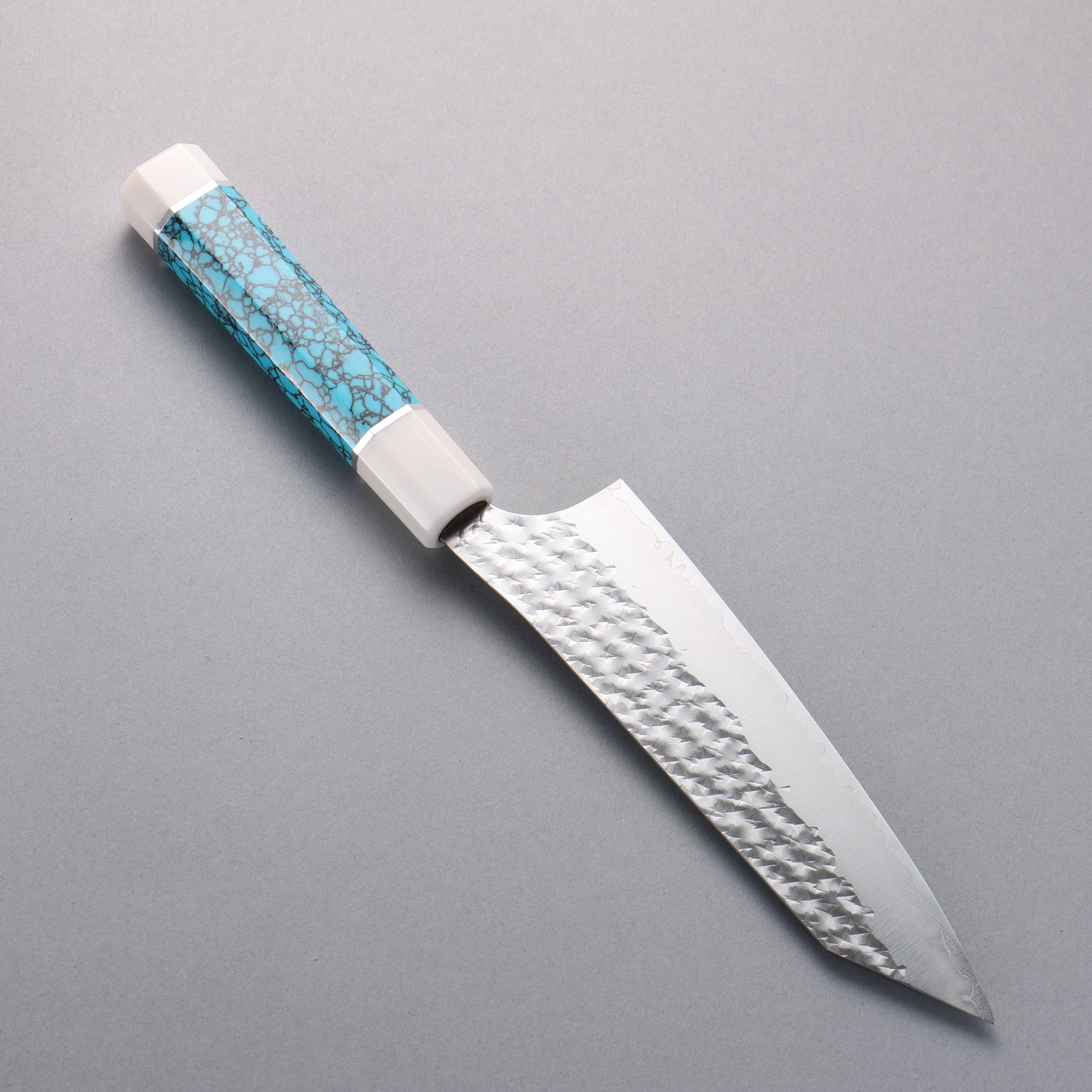 Yu Kurosaki Senko Ei SG2 Hammered Bunka 170mm Turquoise(With Double White Ring) Handle - Seisuke Knife