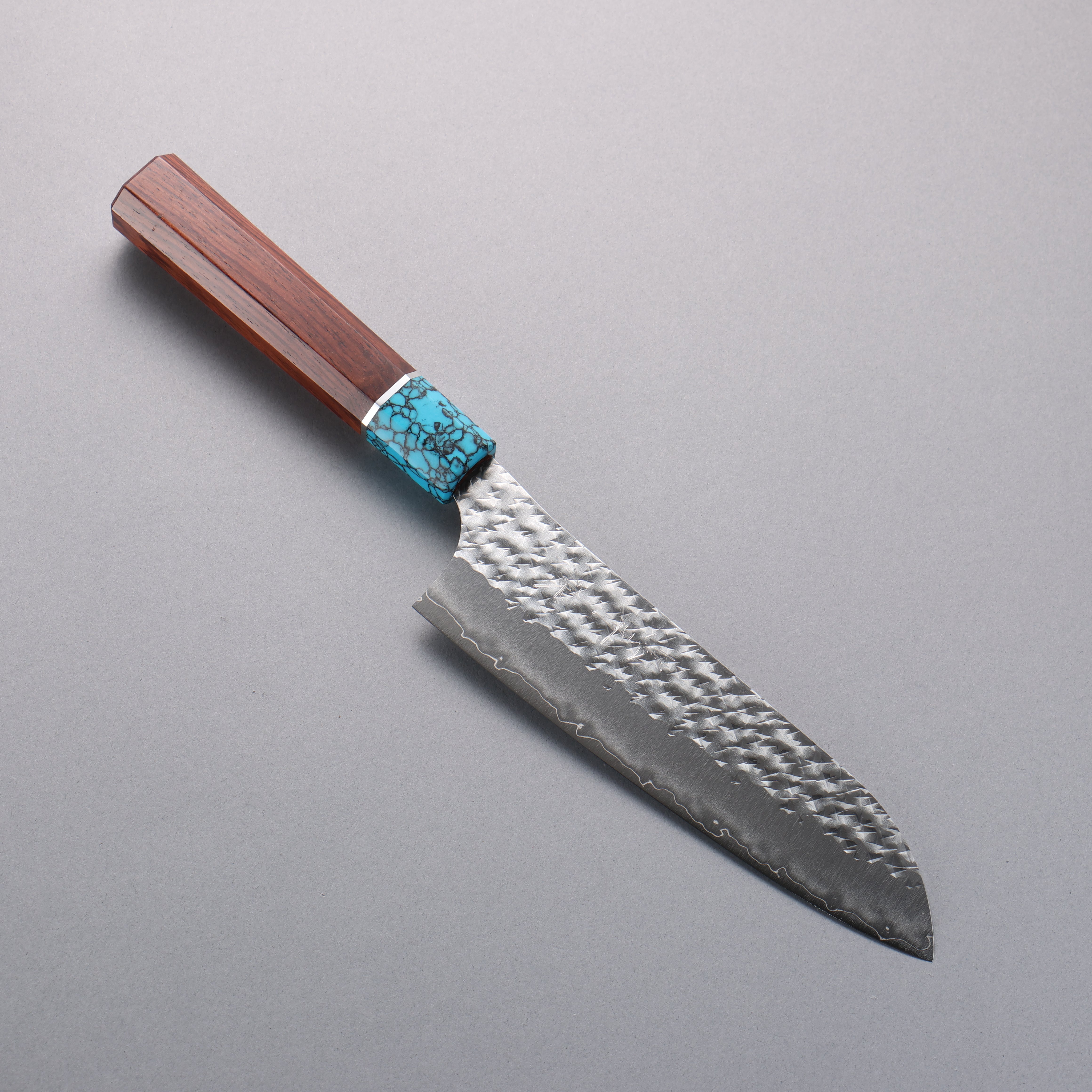 Yu Kurosaki Senko Ryu SG2 Hammered Santoku 170mm Rosewood (Ferrule: Blue Turquoise) Handle - Seisuke Knife