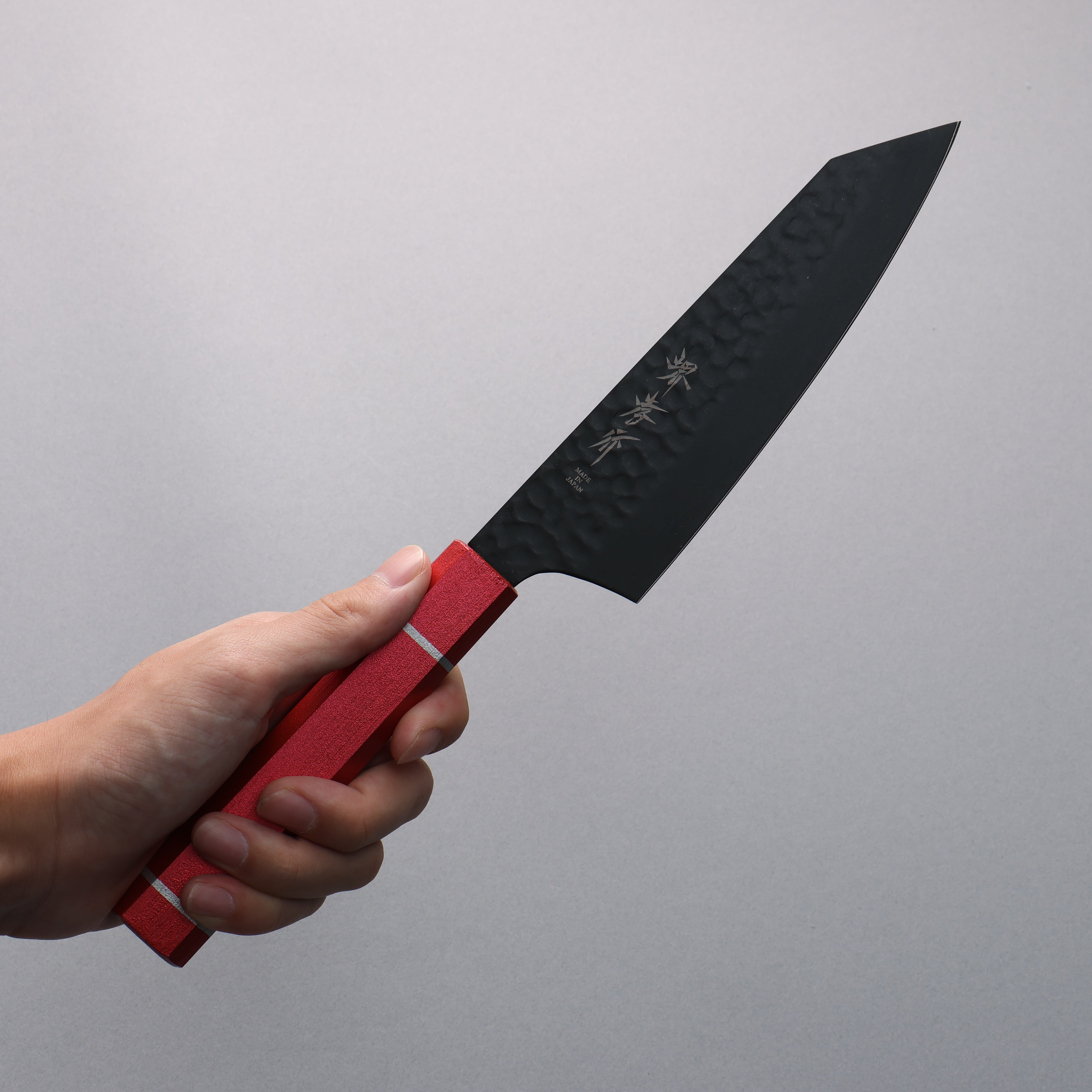Sakai Takayuki Kurokage VG10 Hammered Teflon Coated Kengata Santoku 160mm Kouseki Lacquered Live Oak Handle - Seisuke Knife