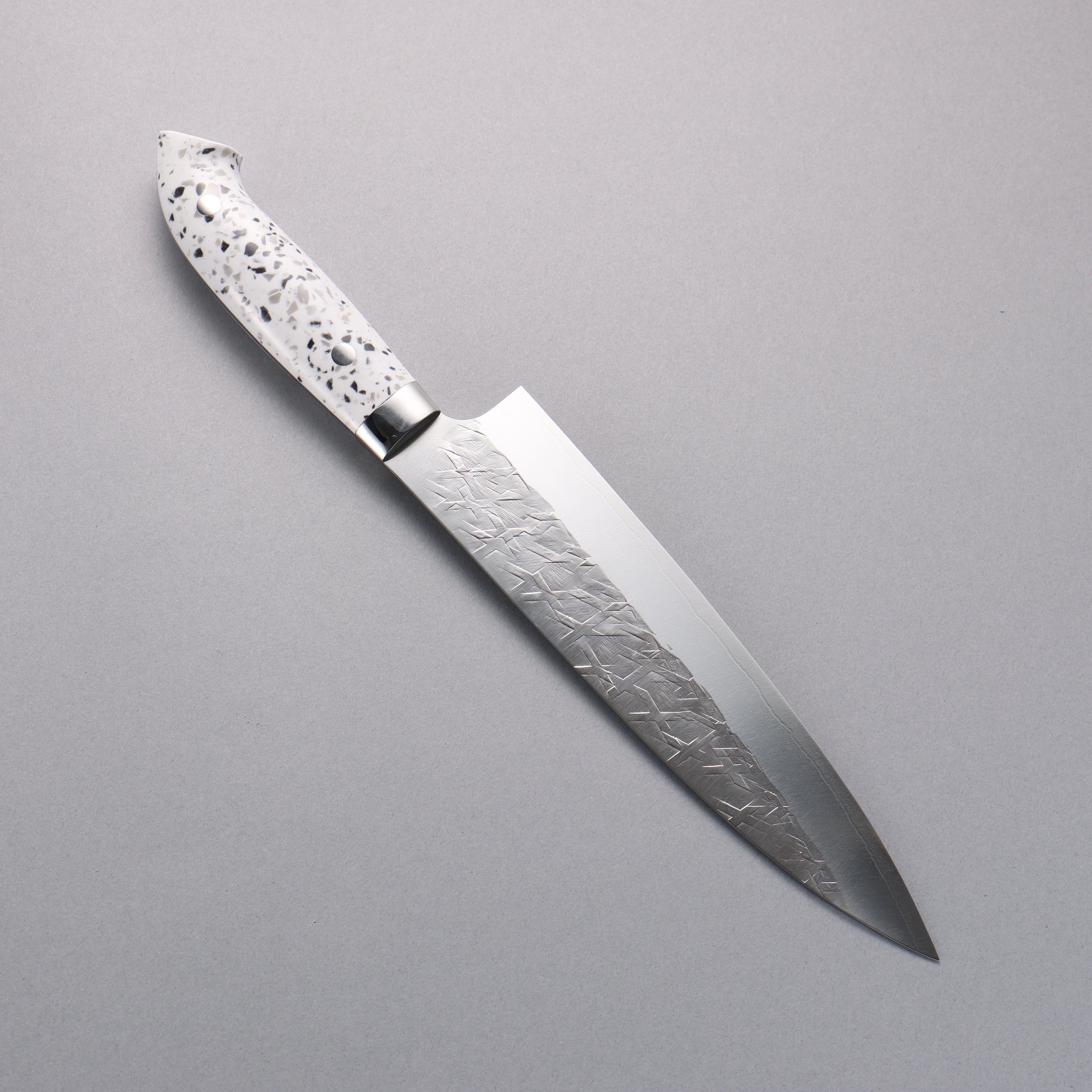 Takeshi Saji New Nomura Style SRS13 Hammered Gyuto 210mm White Terrazzo Handle - Seisuke Knife